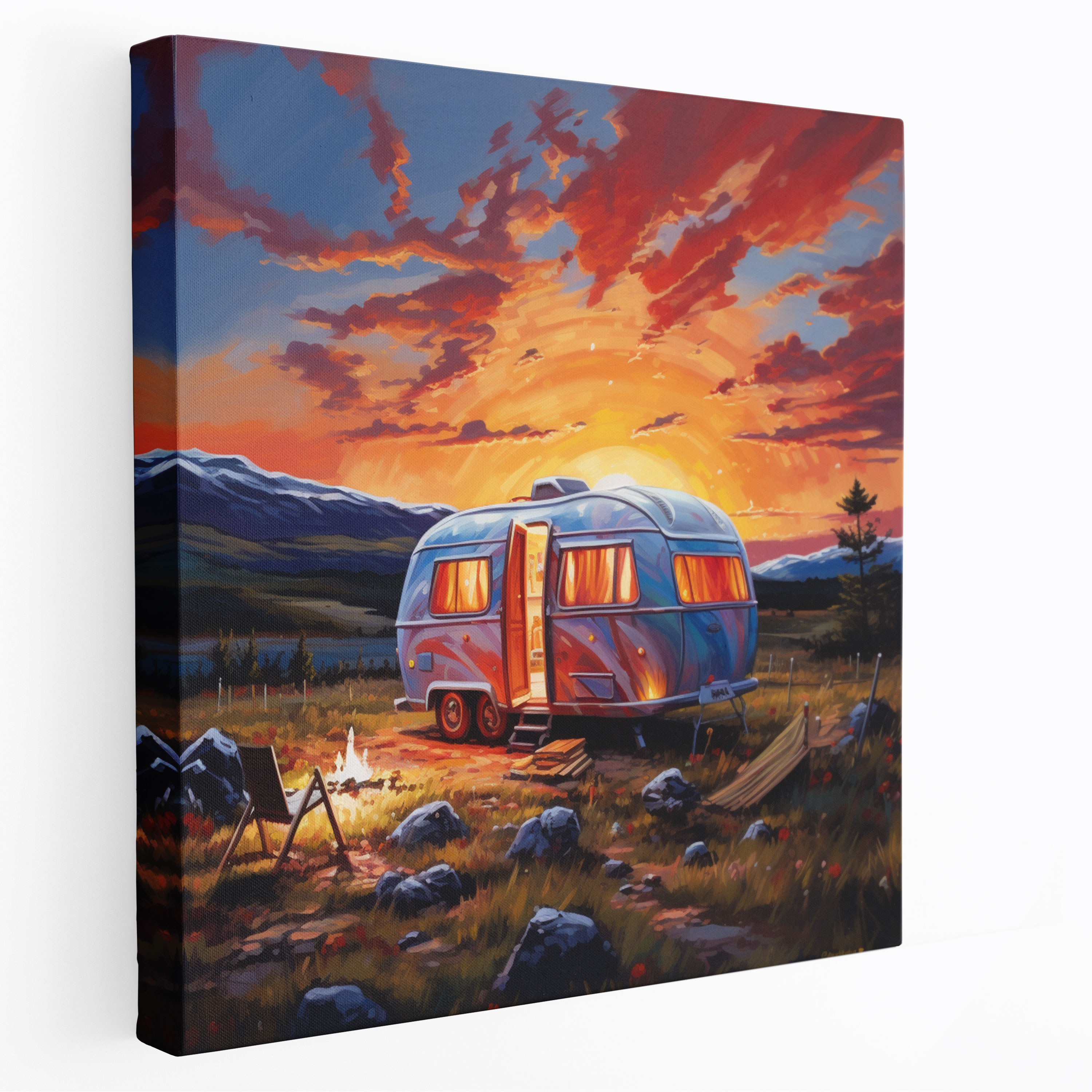 Caravan Canvas Print - Contemporary Sunset Wall Art - Caravan, Caravan Canvas Print, Canvas Wall Art, Home Decoration