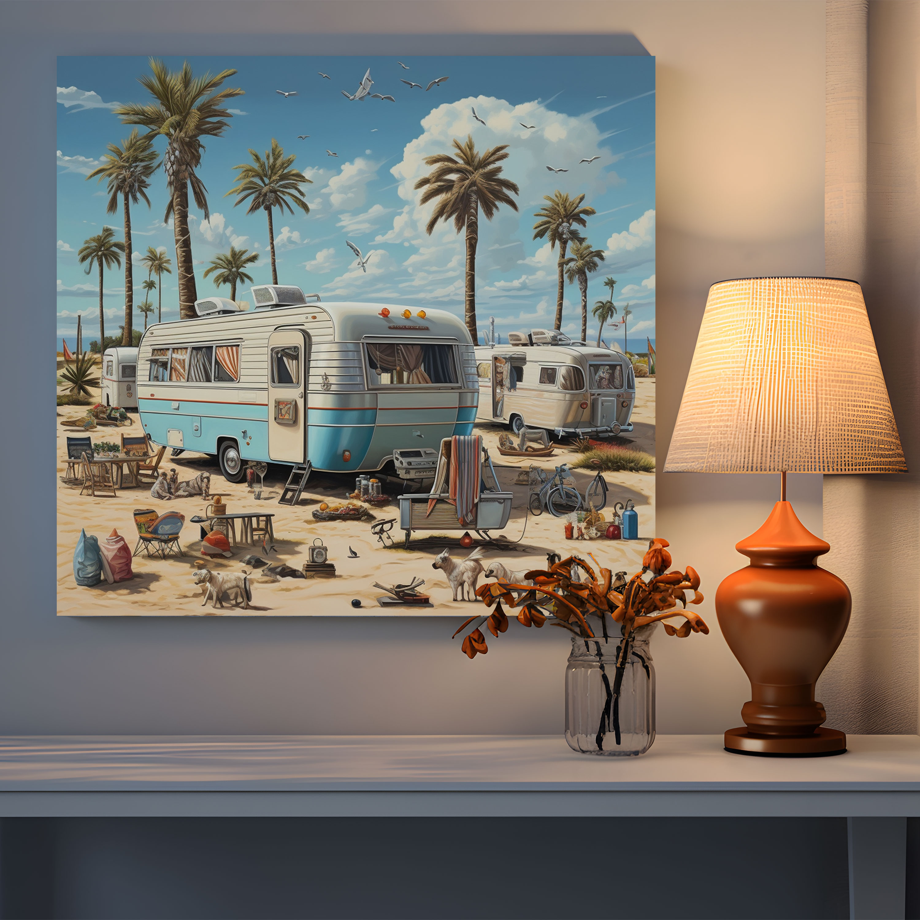 Caravan Canvas Print - Global Travel Wall Art - Caravan, Canvas, Home Decoration, Wall Art