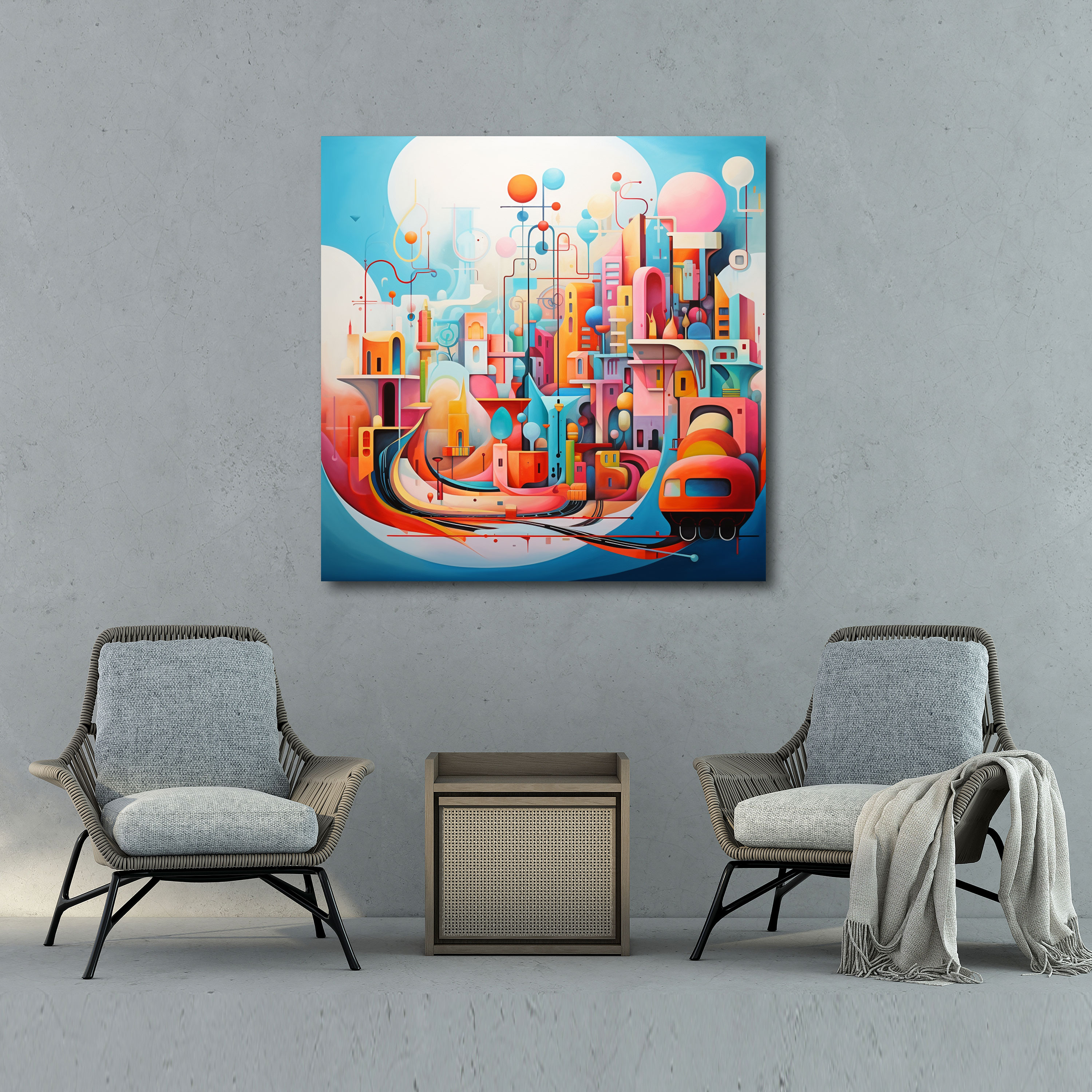 Caravan Wall Decoration - Abstract City Escape - Caravan, Wall Art, Home Decoration, Canvas