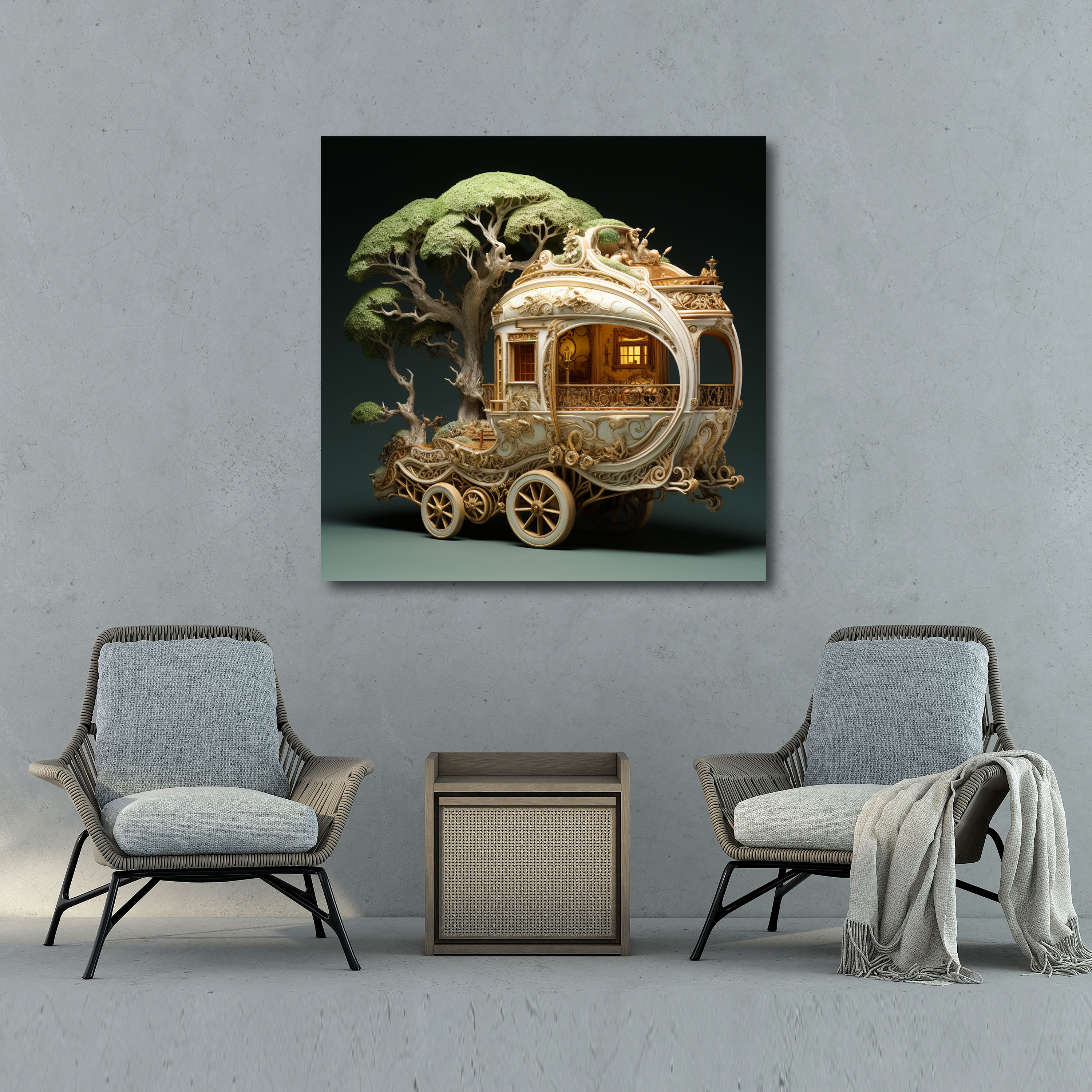 Caravan Wall Art - Enchanting Forest Journey - Caravan, Canvas Wall Art, Mystical Forest, Canvas