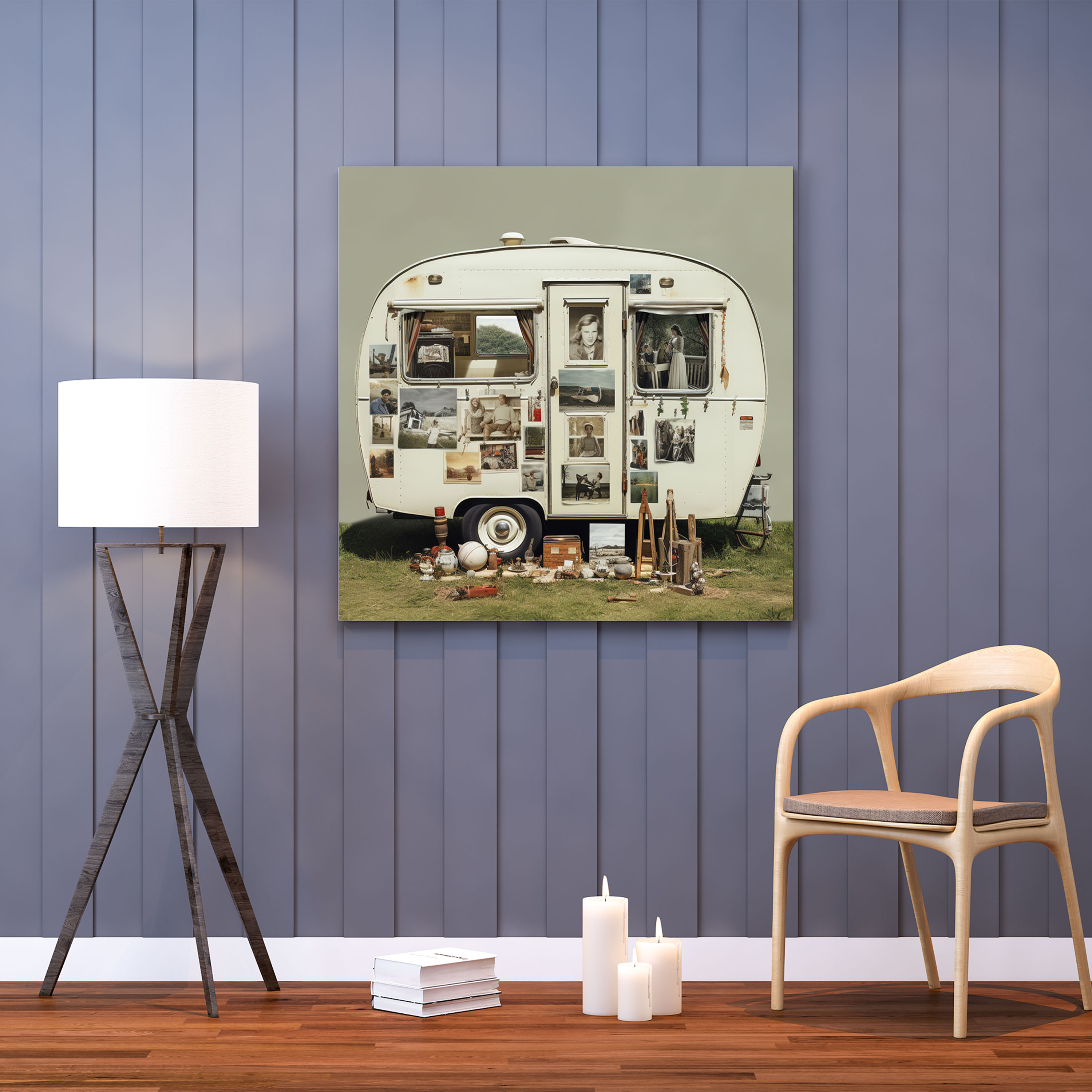 Caravan Wall Art - Timeless Collage Journey - Caravan, Collage Artwork, Caravan, Home Decoration