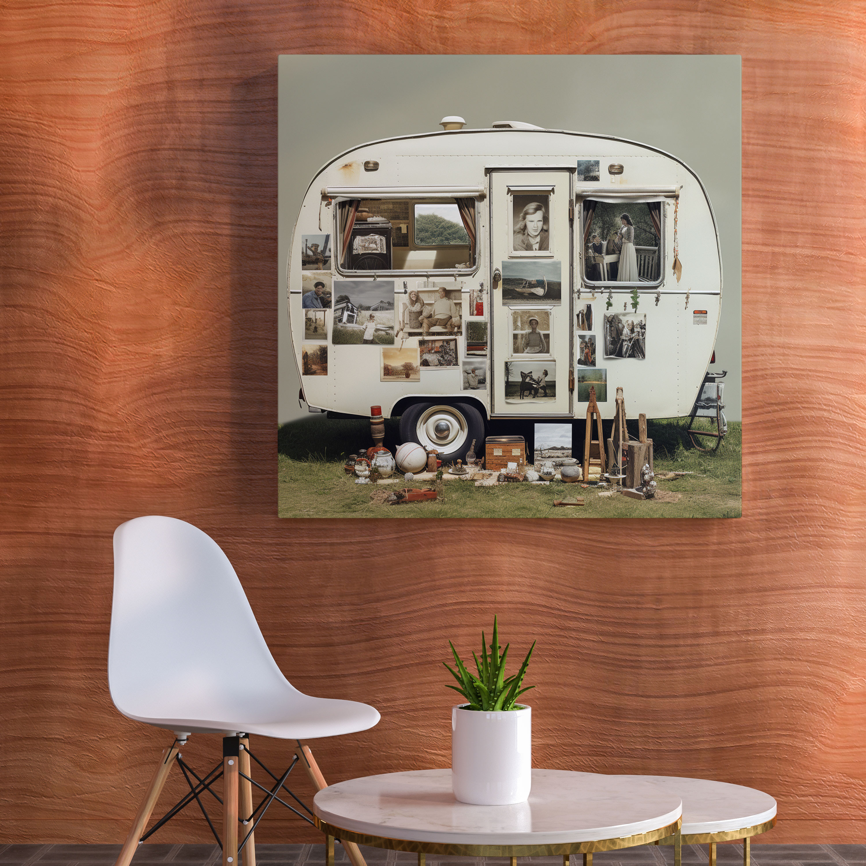 Caravan Wall Art - Timeless Collage Journey - Caravan, Collage Artwork, Caravan, Home Decoration