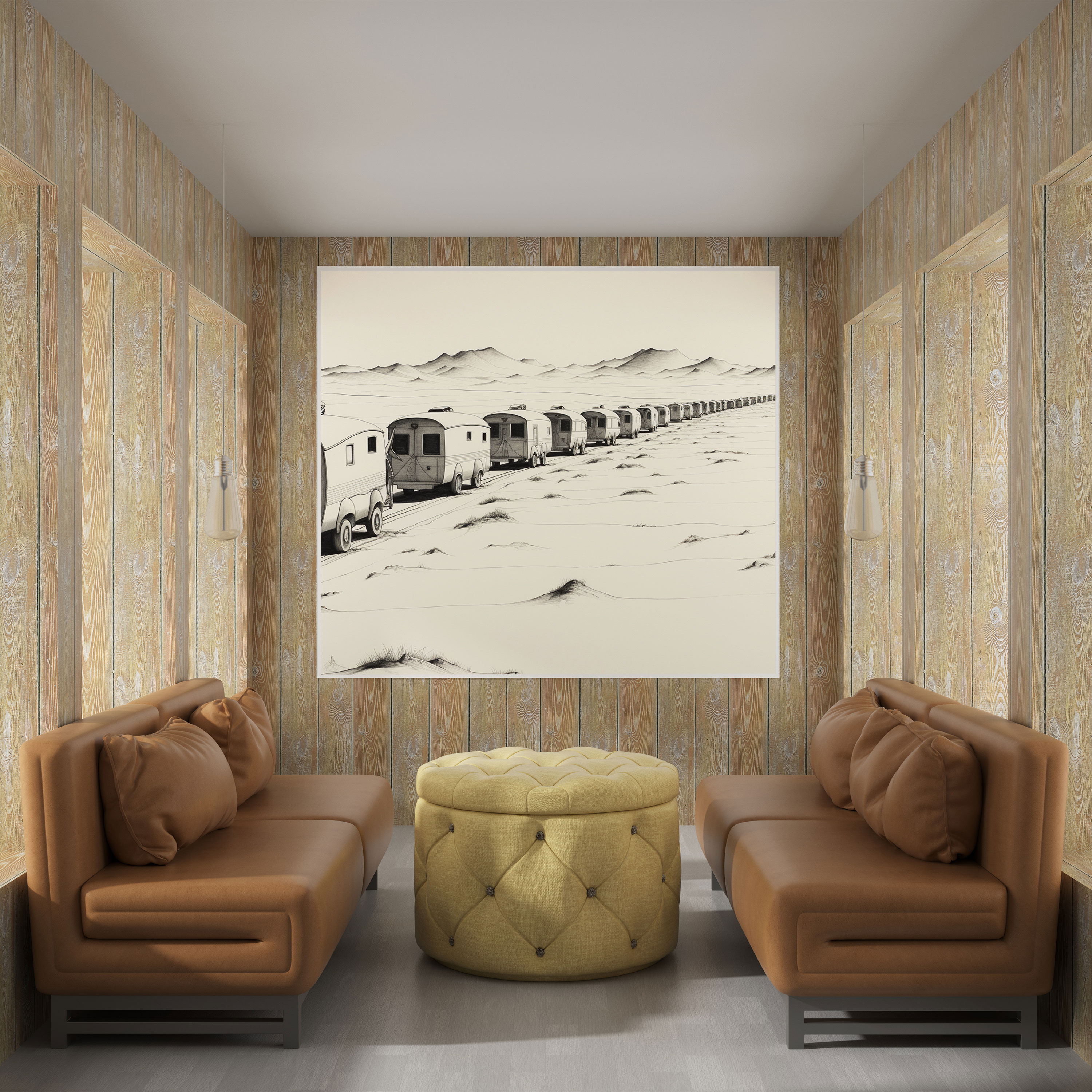 Caravan Canvas Print - Minimalistic Desert Ballet - Caravan, Wall Decoration, Canvas Print, Canvas Wall Art