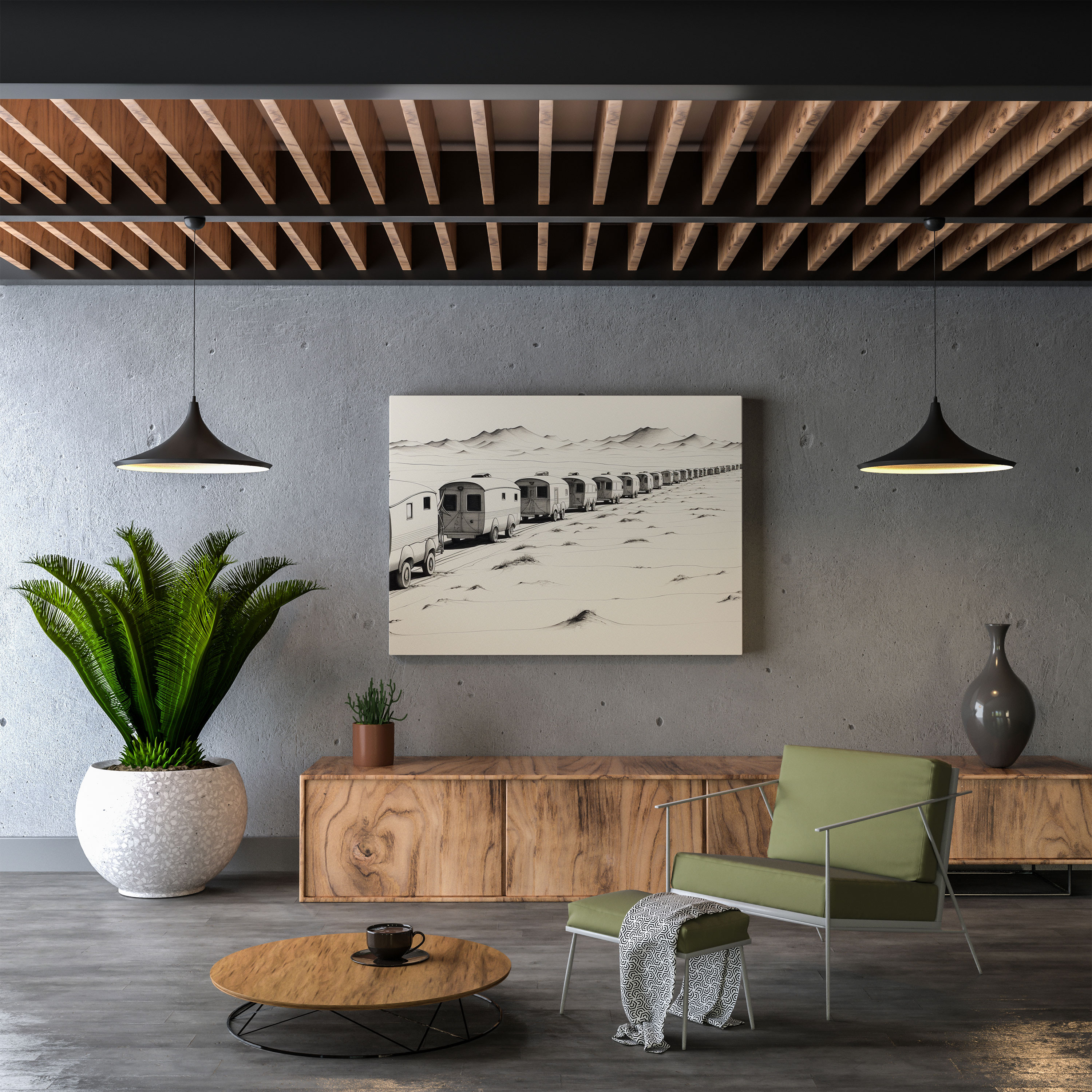 Caravan Canvas Print - Minimalistic Desert Ballet - Caravan, Wall Decoration, Canvas Print, Canvas Wall Art