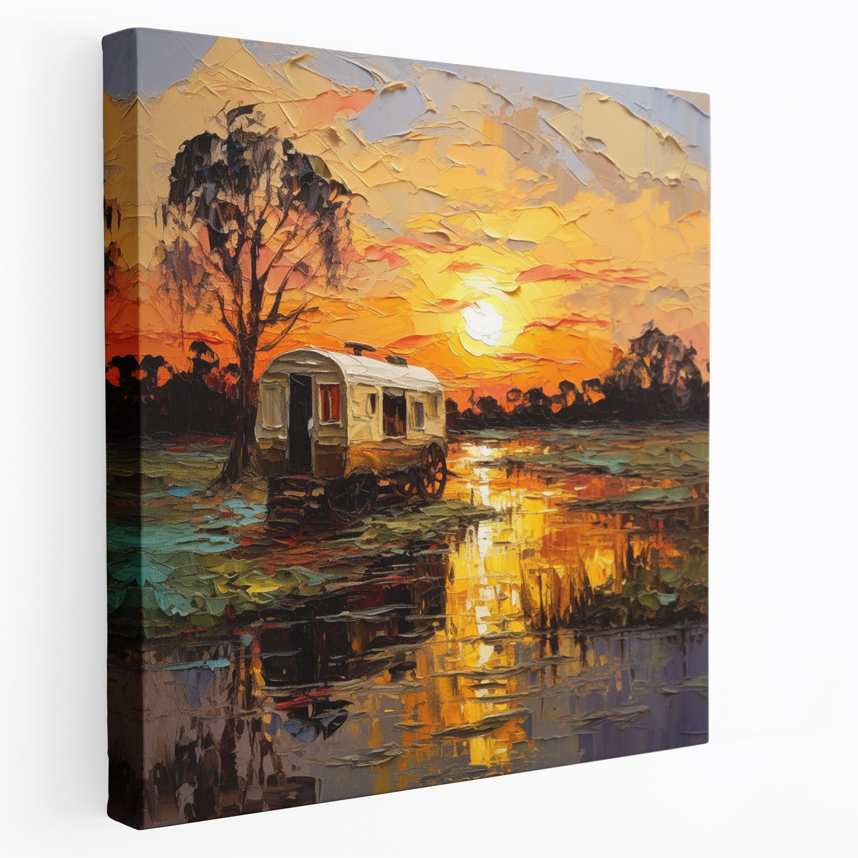 Sunset Caravan Canvas Print - Caravan, Caravan, Wall Decoration, Wall Art