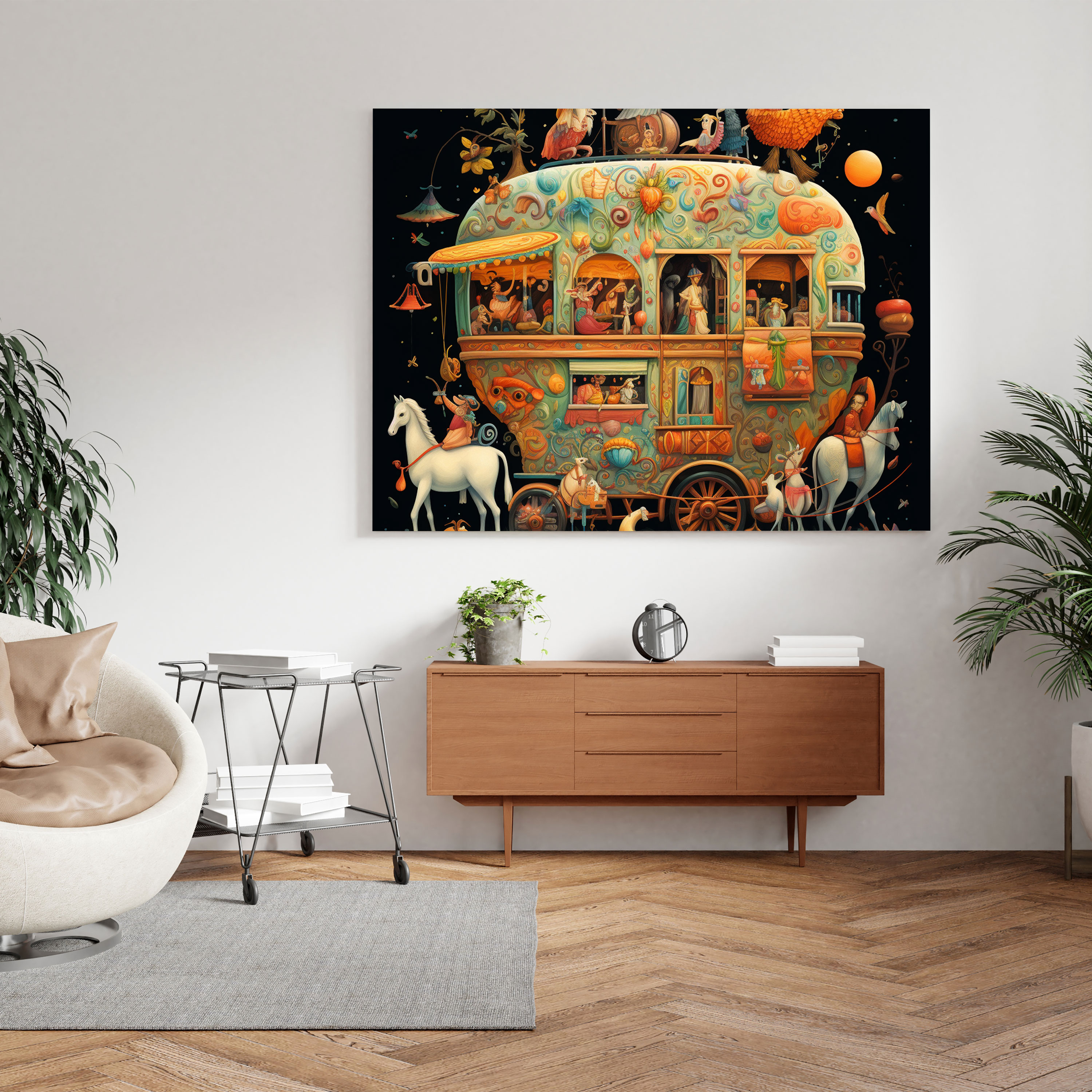 Magical Caravan Wall Art - Caravan, Canvas Wall Art, Caravan, Animals