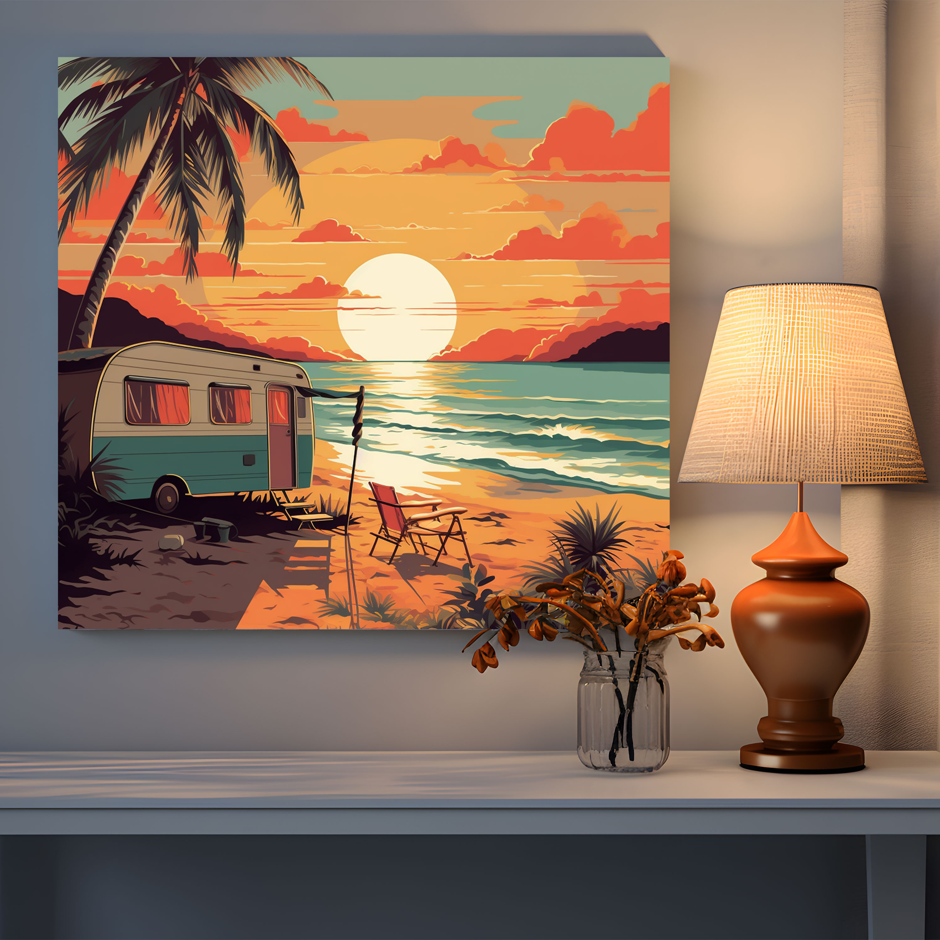 Vintage Caravan Canvas Print - Caravan, Home Decoration, Canvas Wall Art, Retro
