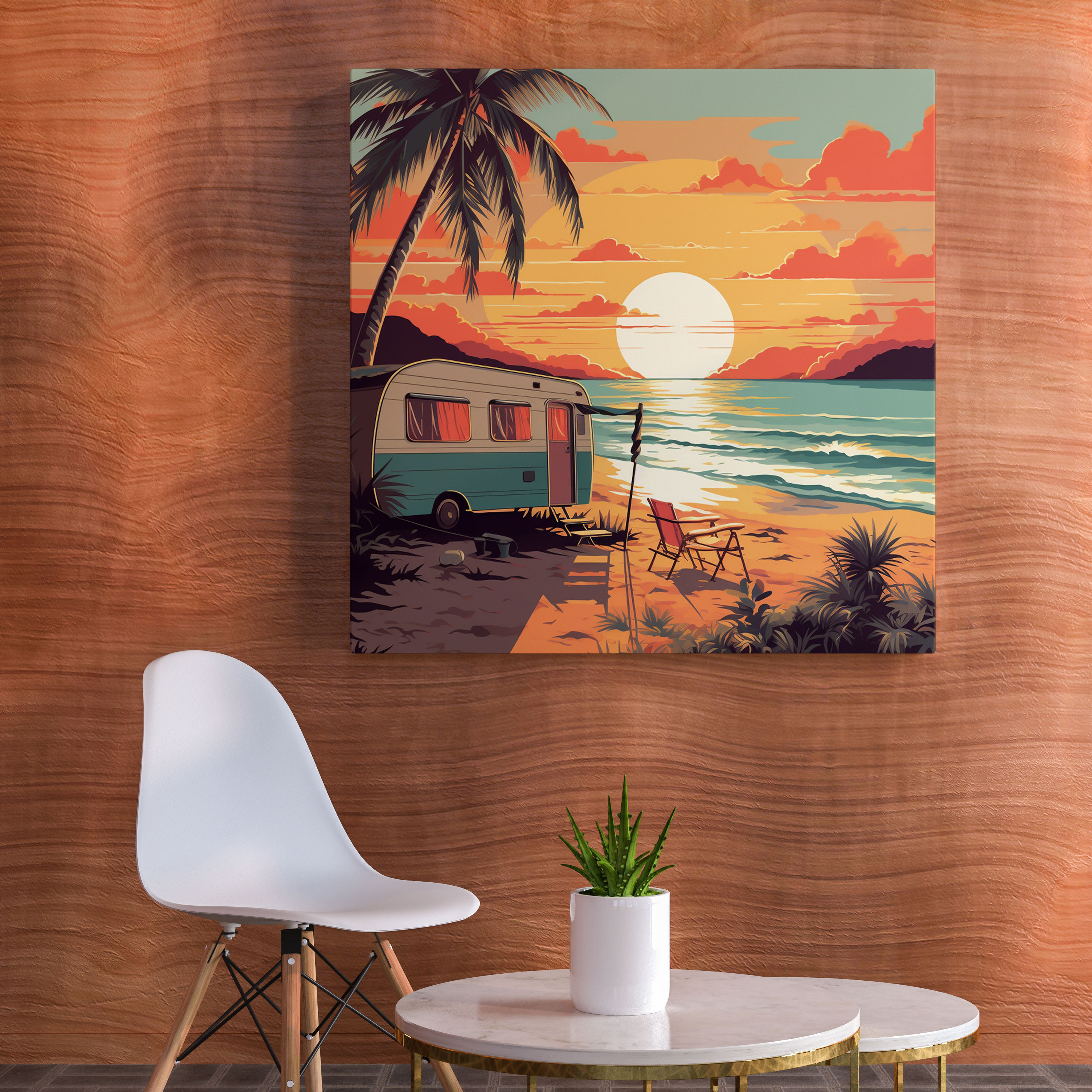 Vintage Caravan Canvas Print - Caravan, Home Decoration, Canvas Wall Art, Retro