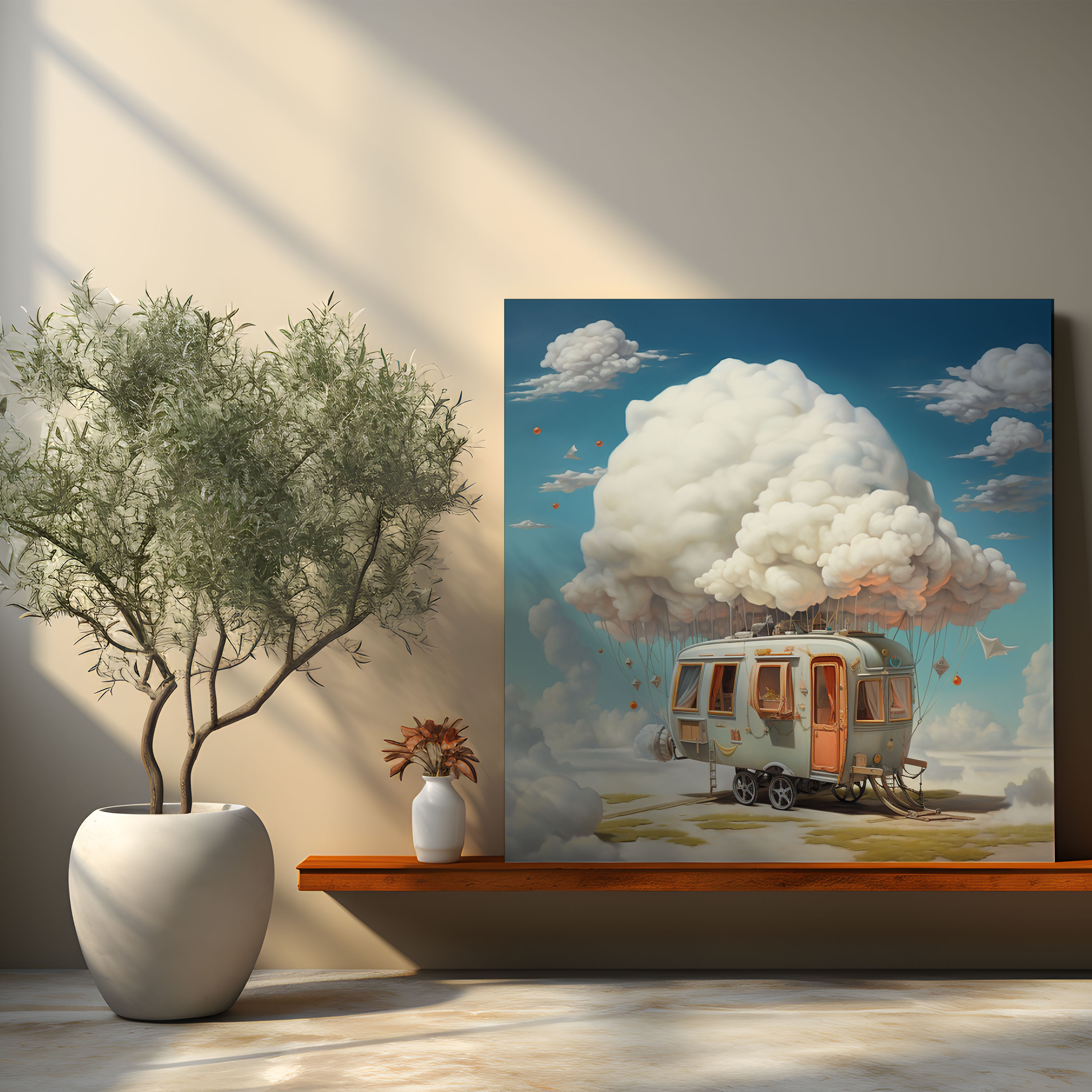 Himmels-Wohnwagen Wandkunst - Wohnwagen Ätherisch Schwebend am Himmel Magisch