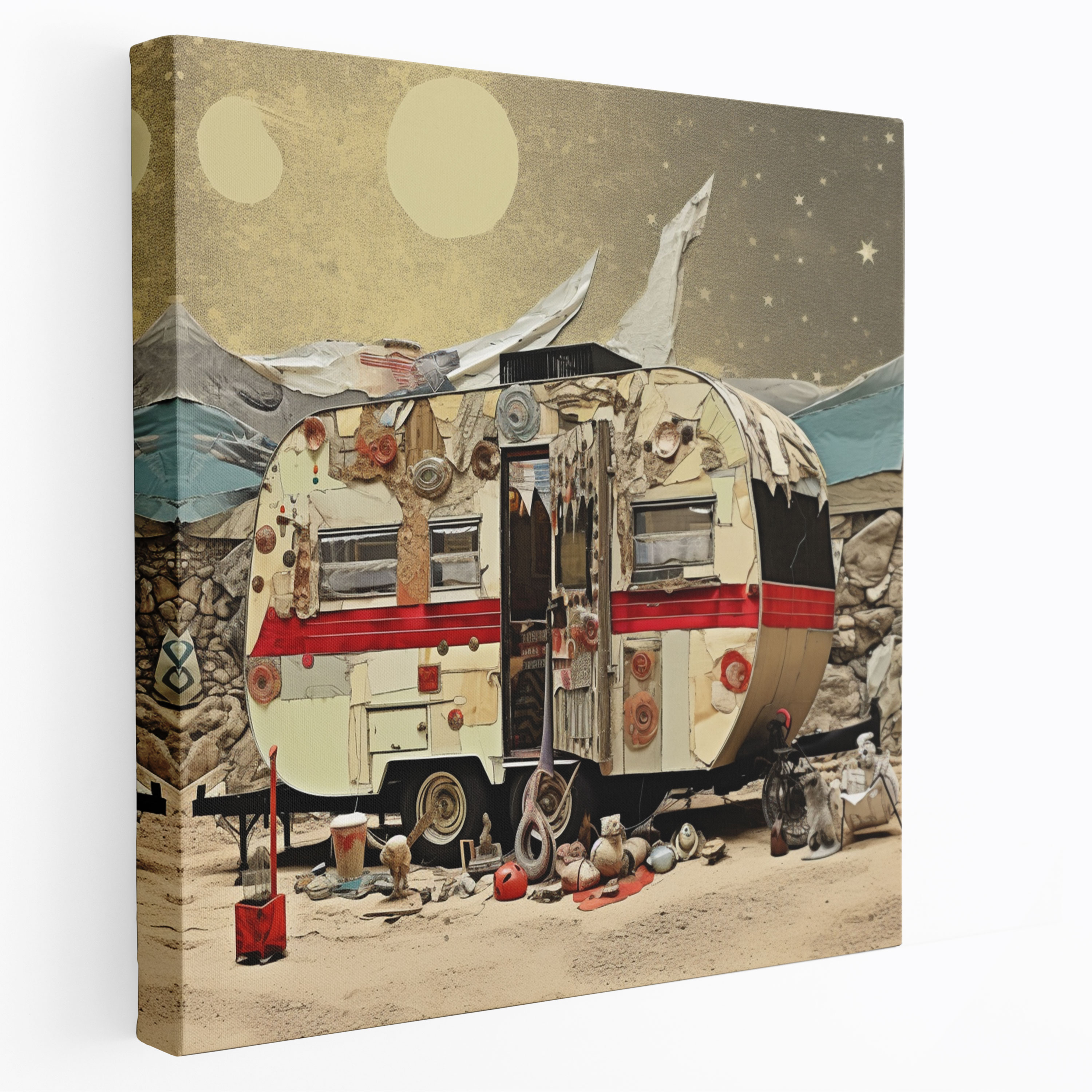Textured Caravan Canvas Print - Caravan, Textured Materials, Home Decoration, Canvas Print