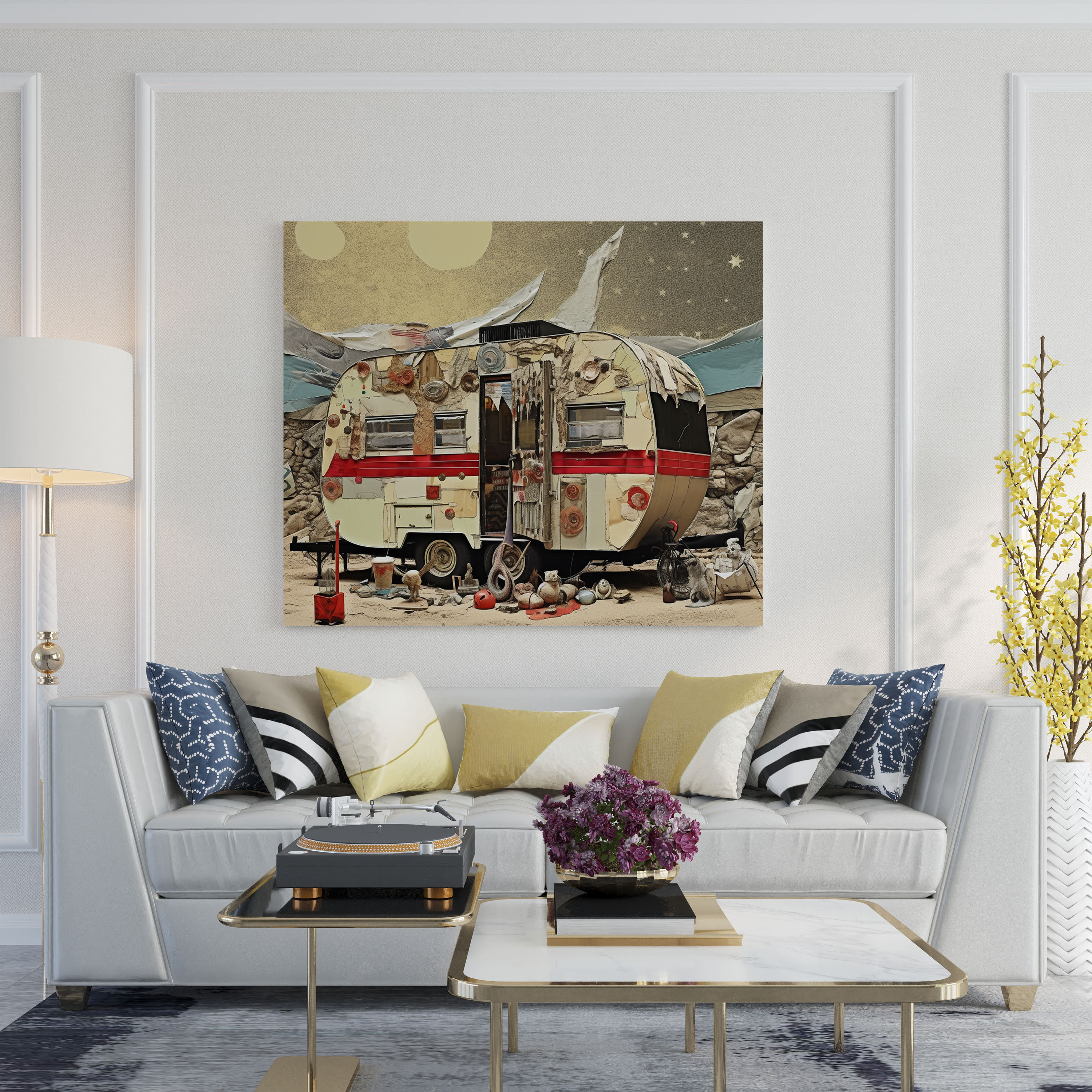 Textured Caravan Canvas Print - Caravan, Textured Materials, Home Decoration, Canvas Print