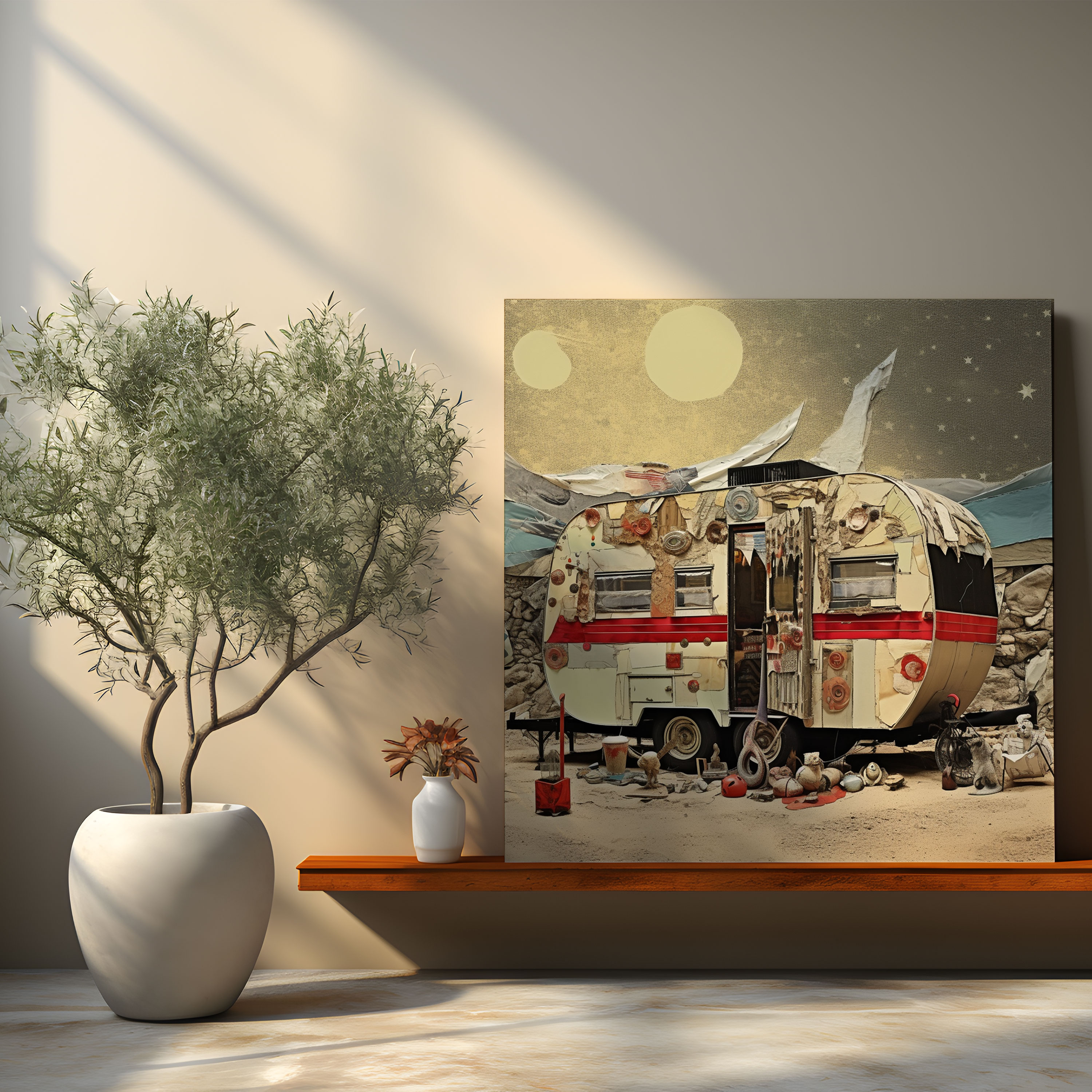 Textured Caravan Canvas Print - Caravan, Textured Materials, Home Decoration, Canvas Print