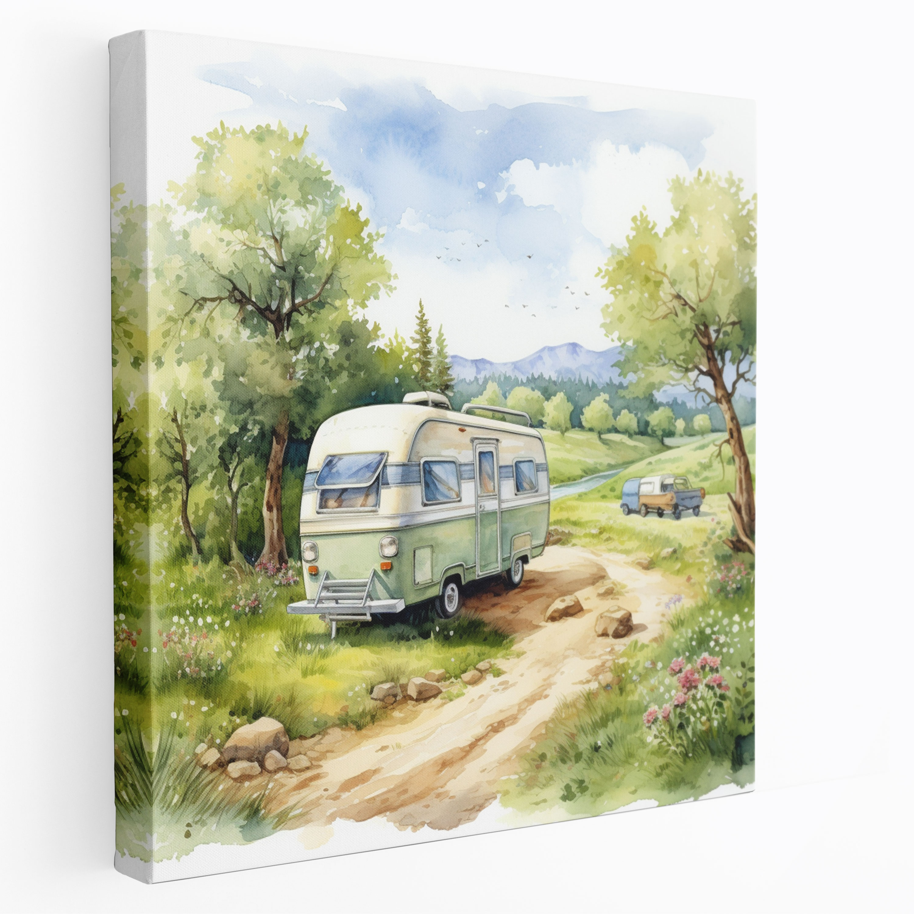 Romantic Caravan Wall Art - Caravan, Winding Roads, Wall Decoration, Canvas