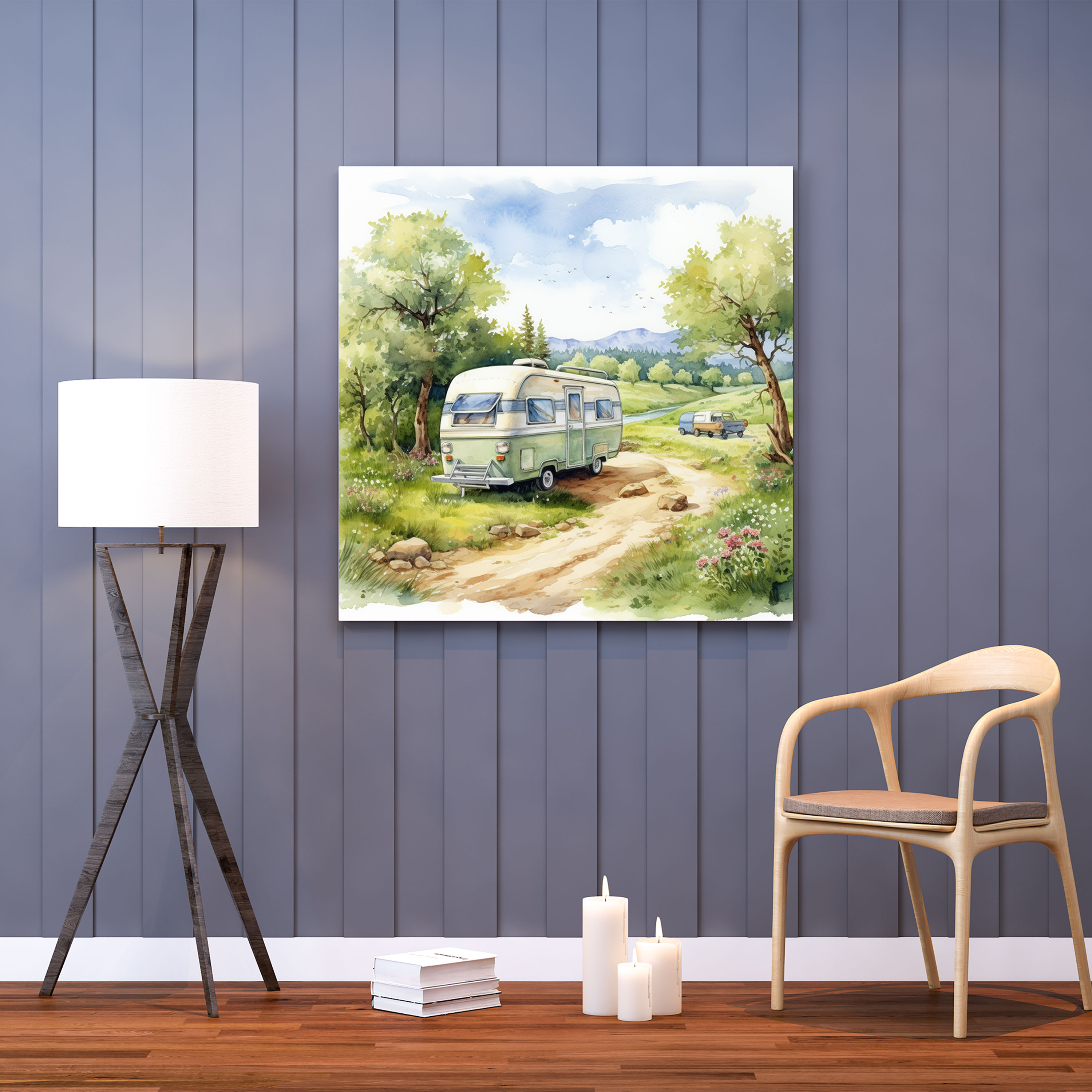 Romantic Caravan Wall Art - Caravan, Winding Roads, Wall Decoration, Canvas