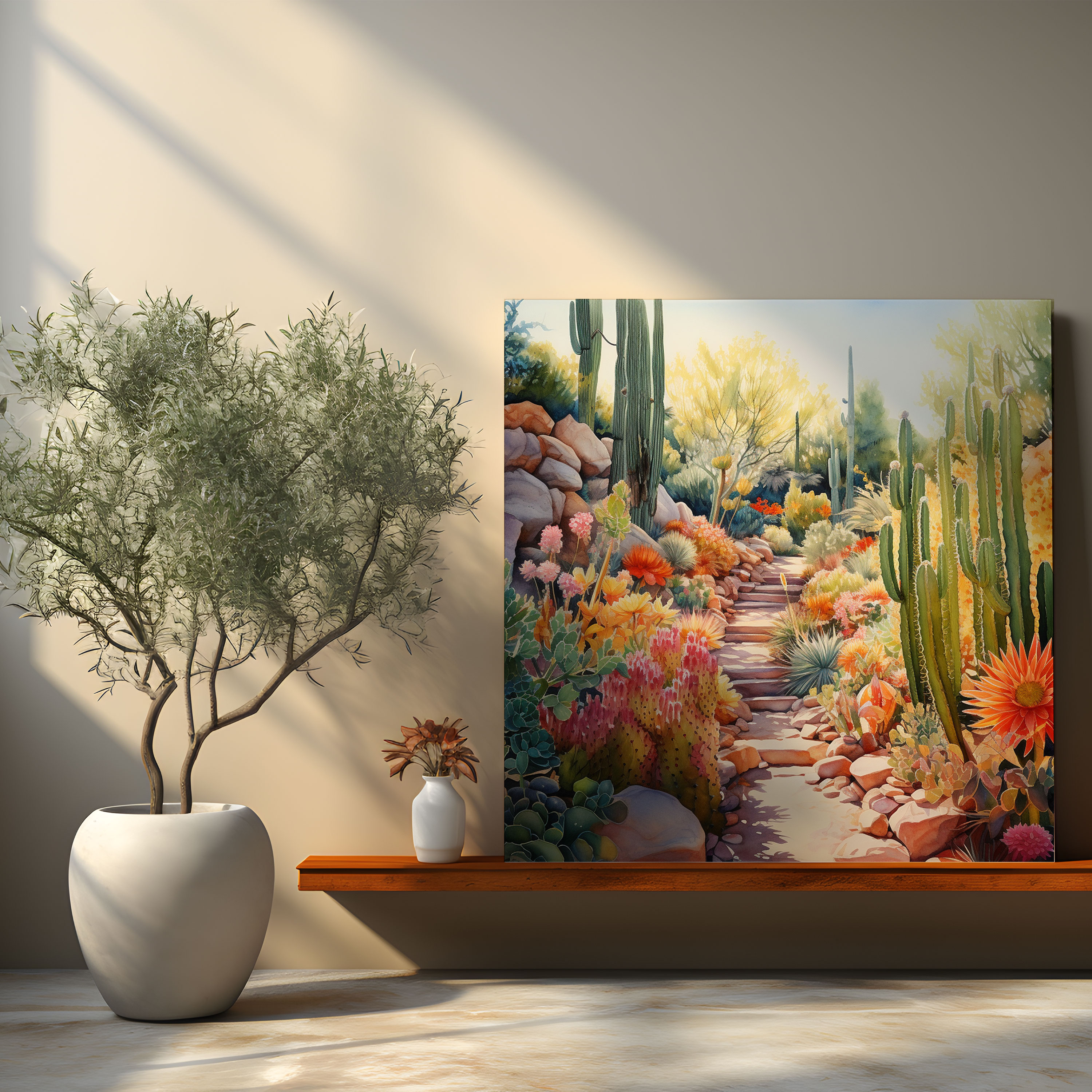 Cactus Canvas Print - Cactus, Watercolor Painting, Vivid Colors, Cactus