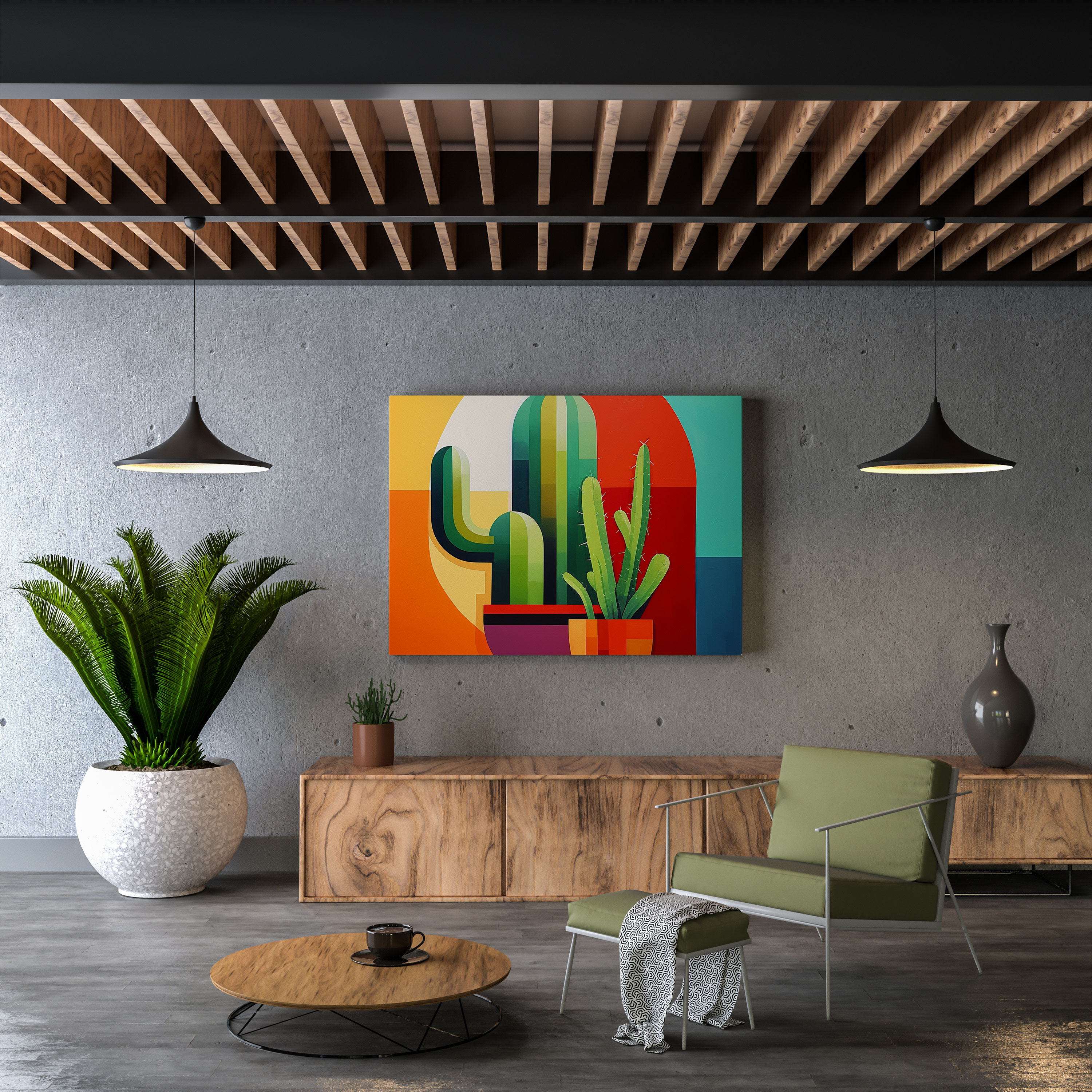 Cactus Wall Art - Cactus, Wall Decoration, Modern Abstract Art, Vibrant Colors