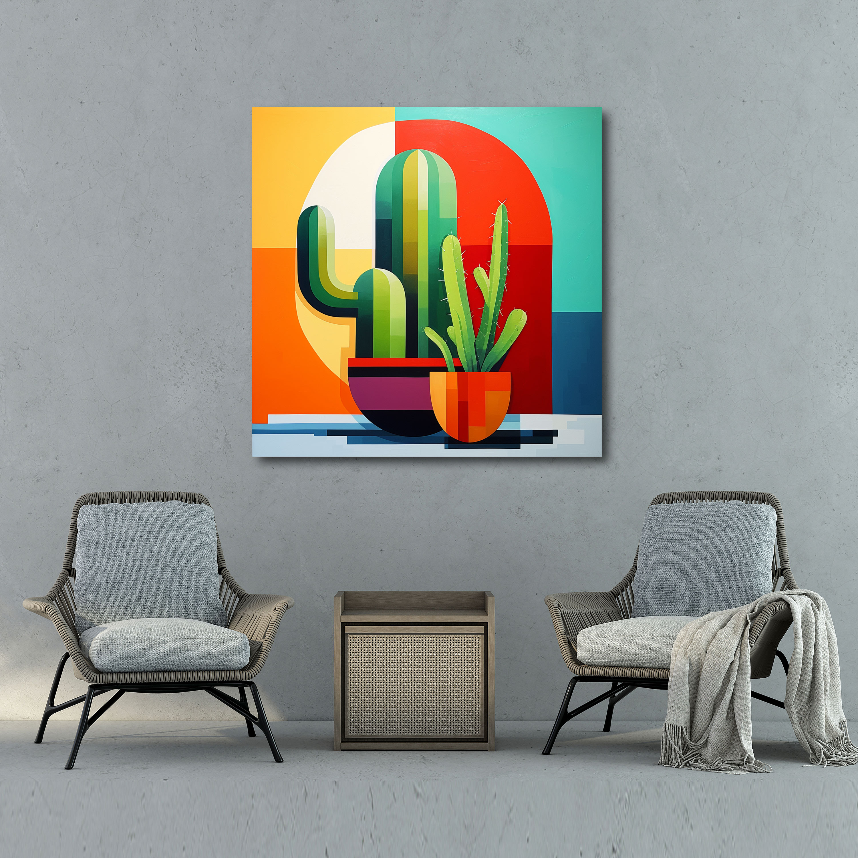Cactus Wall Art - Cactus, Wall Decoration, Modern Abstract Art, Vibrant Colors
