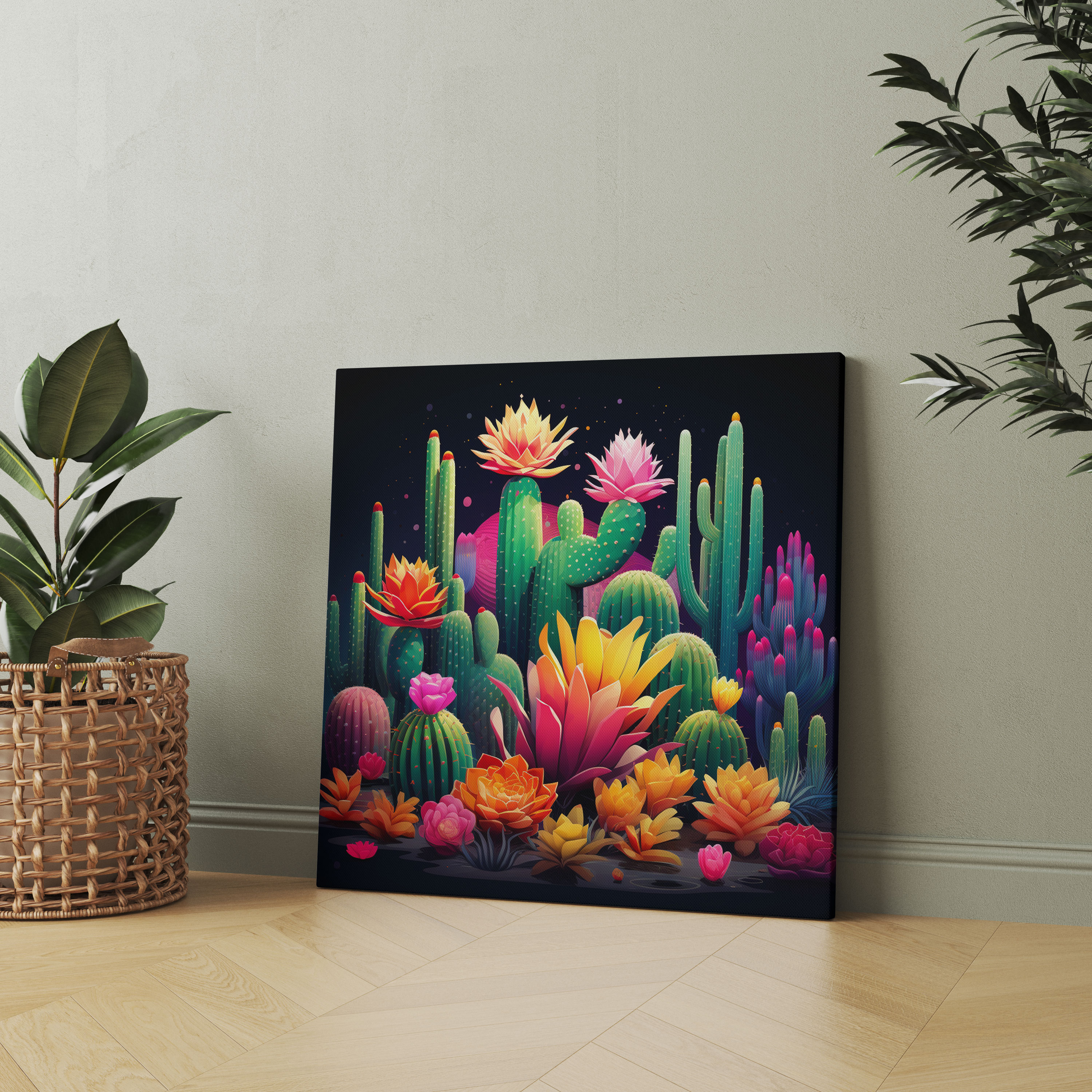 Cactus Canvas Print - Cactus, Lively Composition, Cactus, Home Decoration