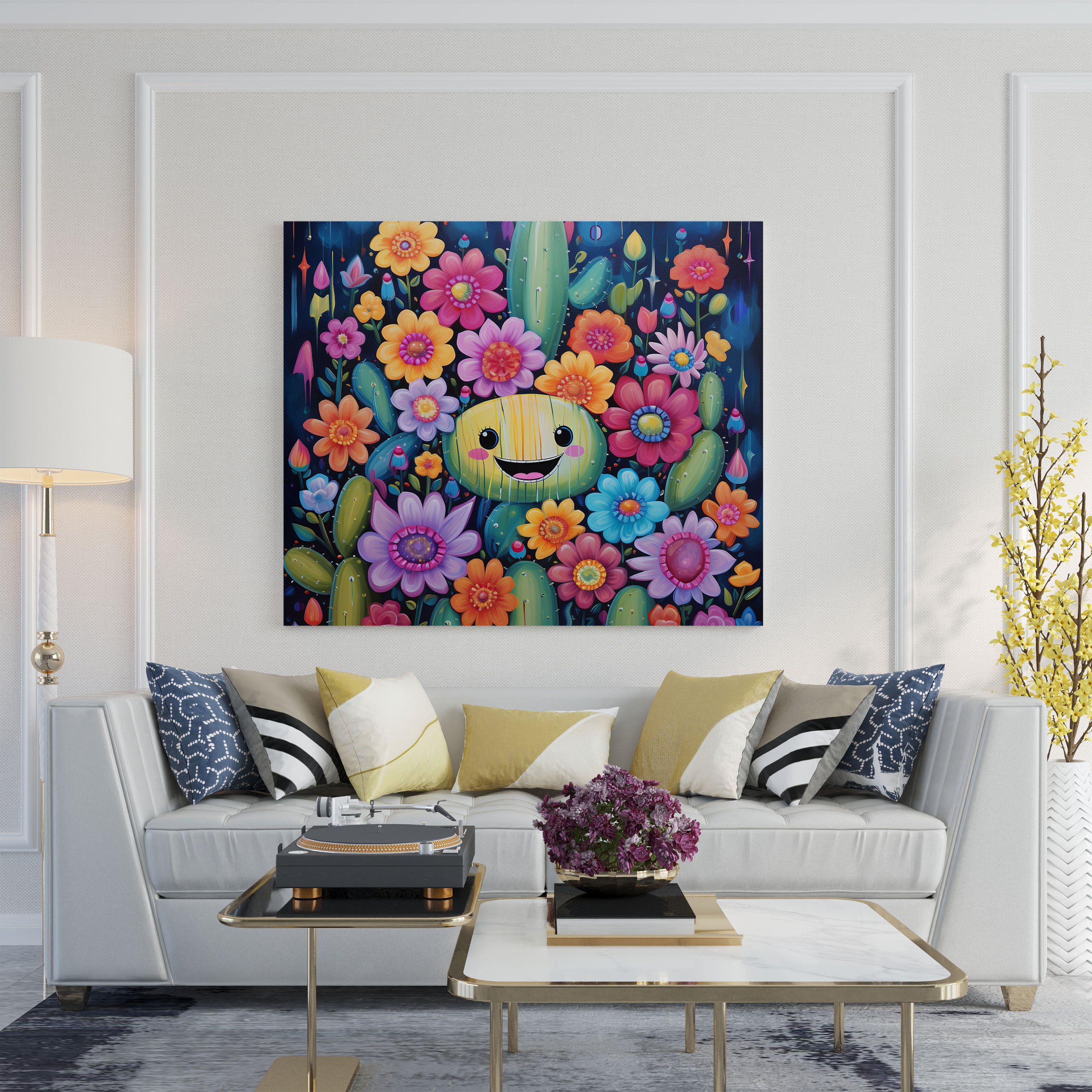 Cactus Canvas Print - Whimsical Acrylic Wall Art - Cactus, Whimsical Painting, Wall Decoration, Home Decoration