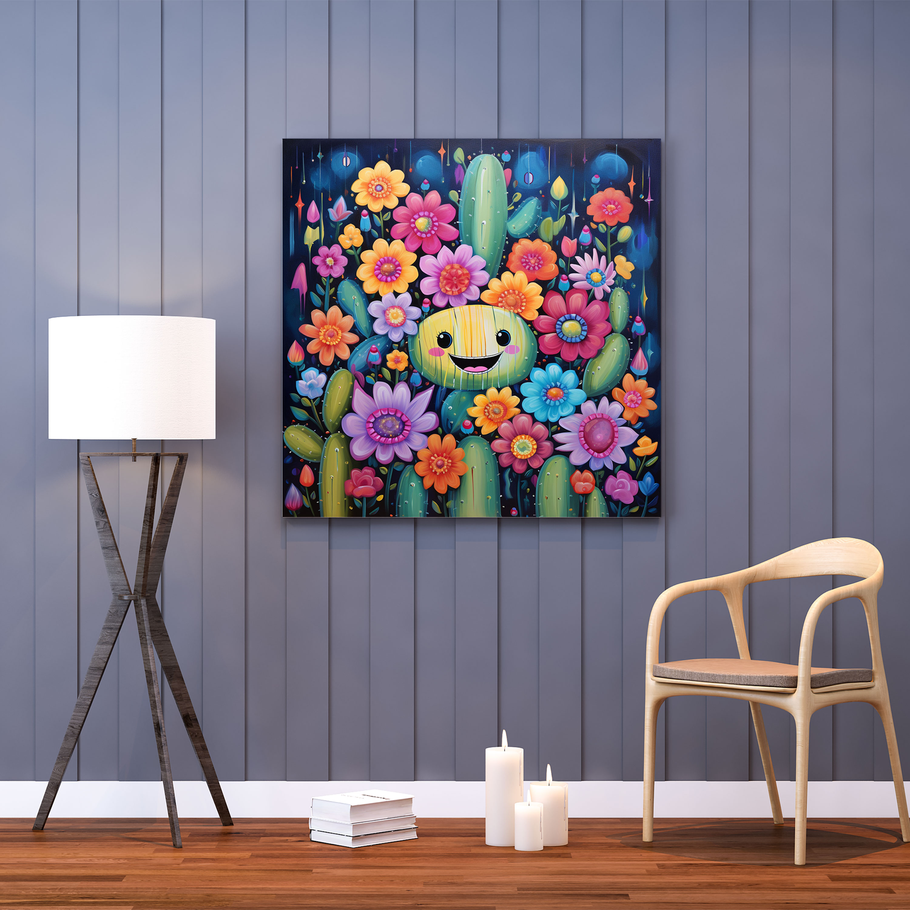 Cactus Canvas Print - Whimsical Acrylic Wall Art - Cactus, Whimsical Painting, Wall Decoration, Home Decoration
