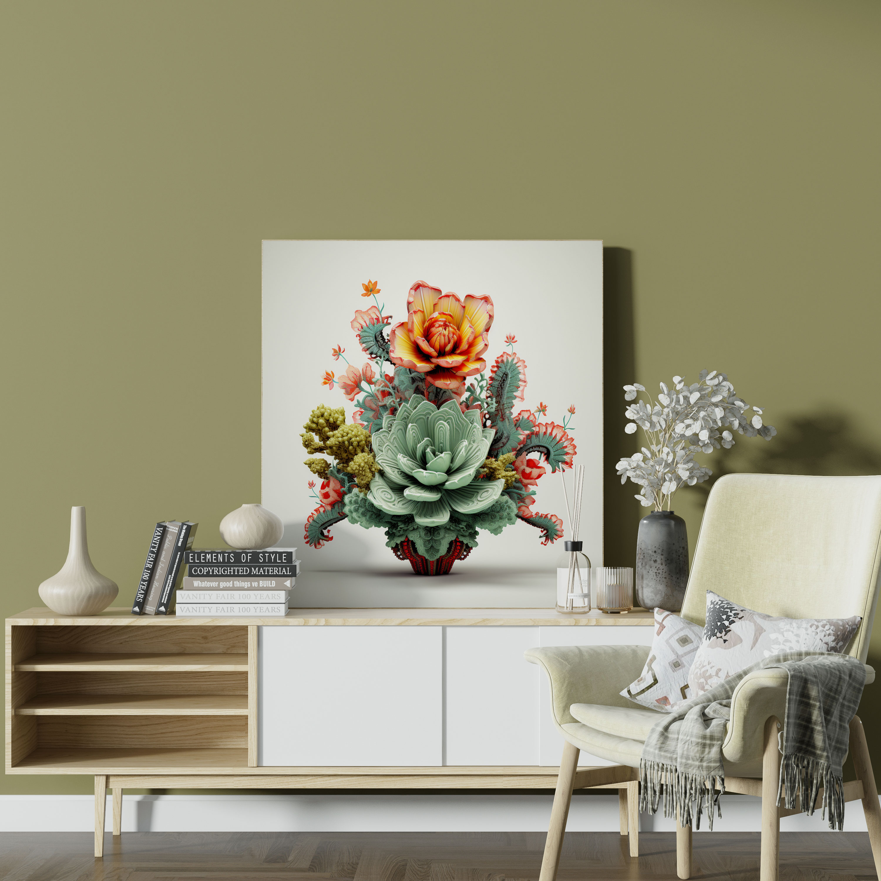 Cactus Canvas Print - Contemporary Patterned Wall Art - Cactus, Canvas Wall Art, Contemporary Digital Illustration, Textures