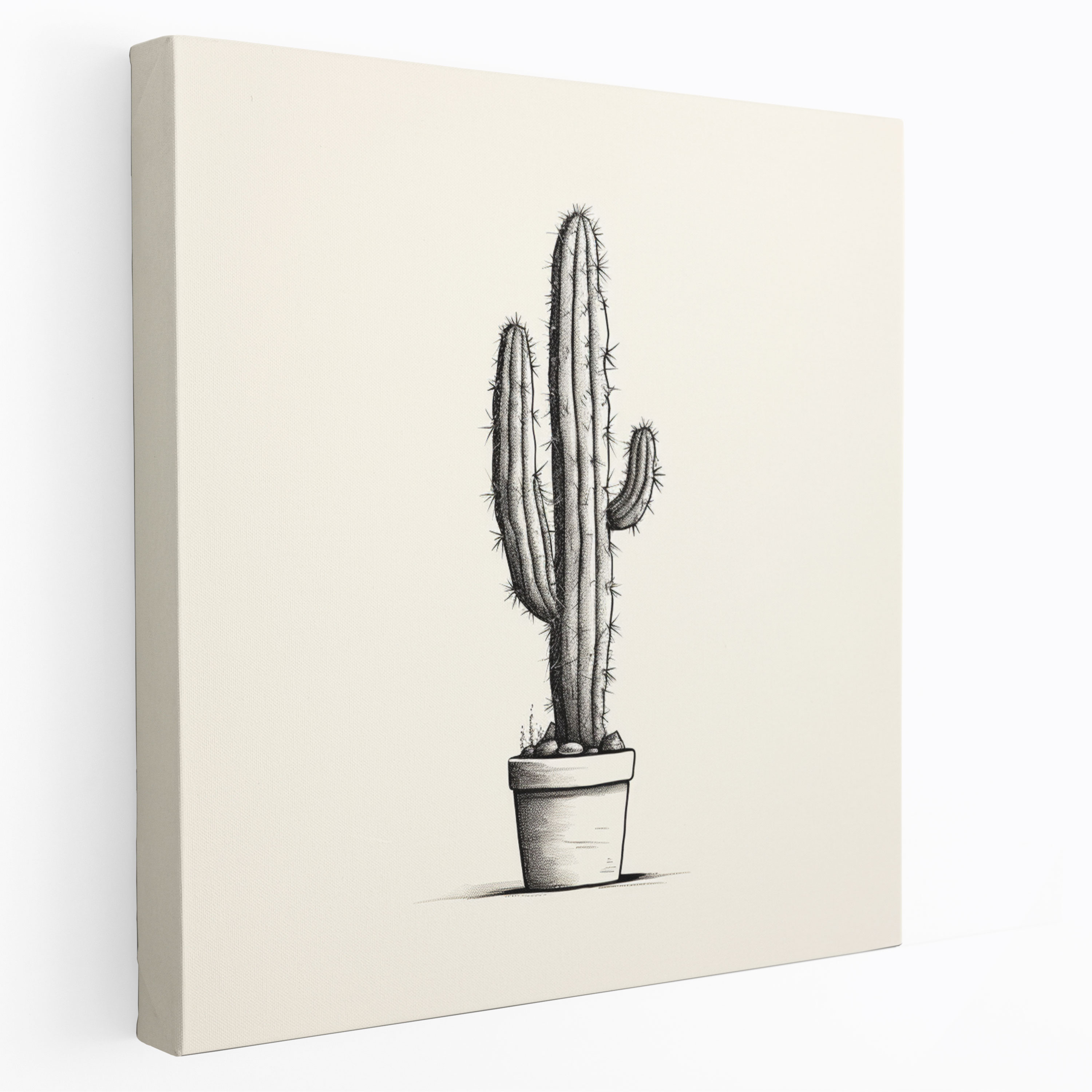Cactus Canvas Print - Minimalist Sketch Wall Art - Cactus, Wall Art, Wall Decoration, Cactus Against White Background