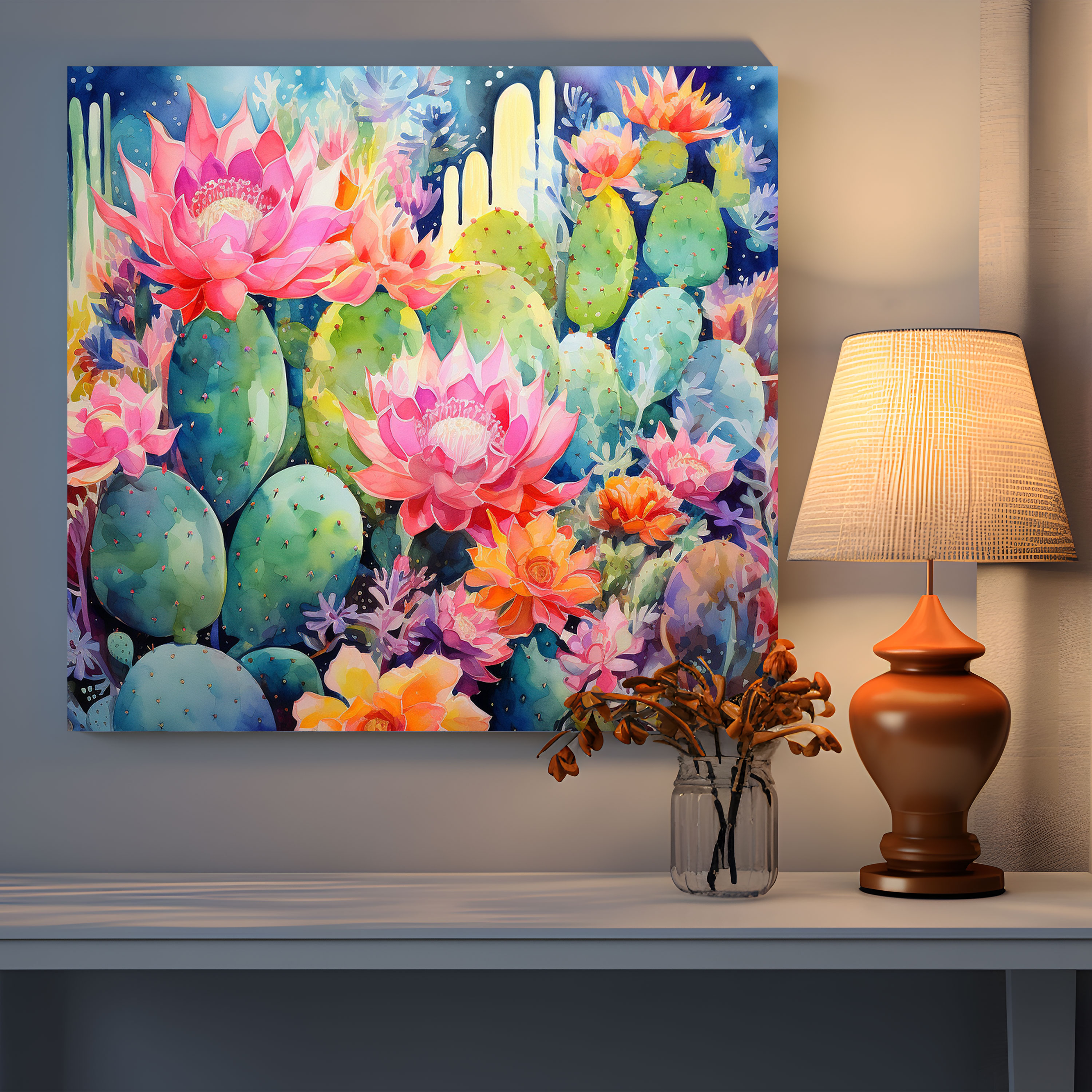 Colorful Cactus Canvas Print - Cactus, Colors, Vibrant, Wall Art