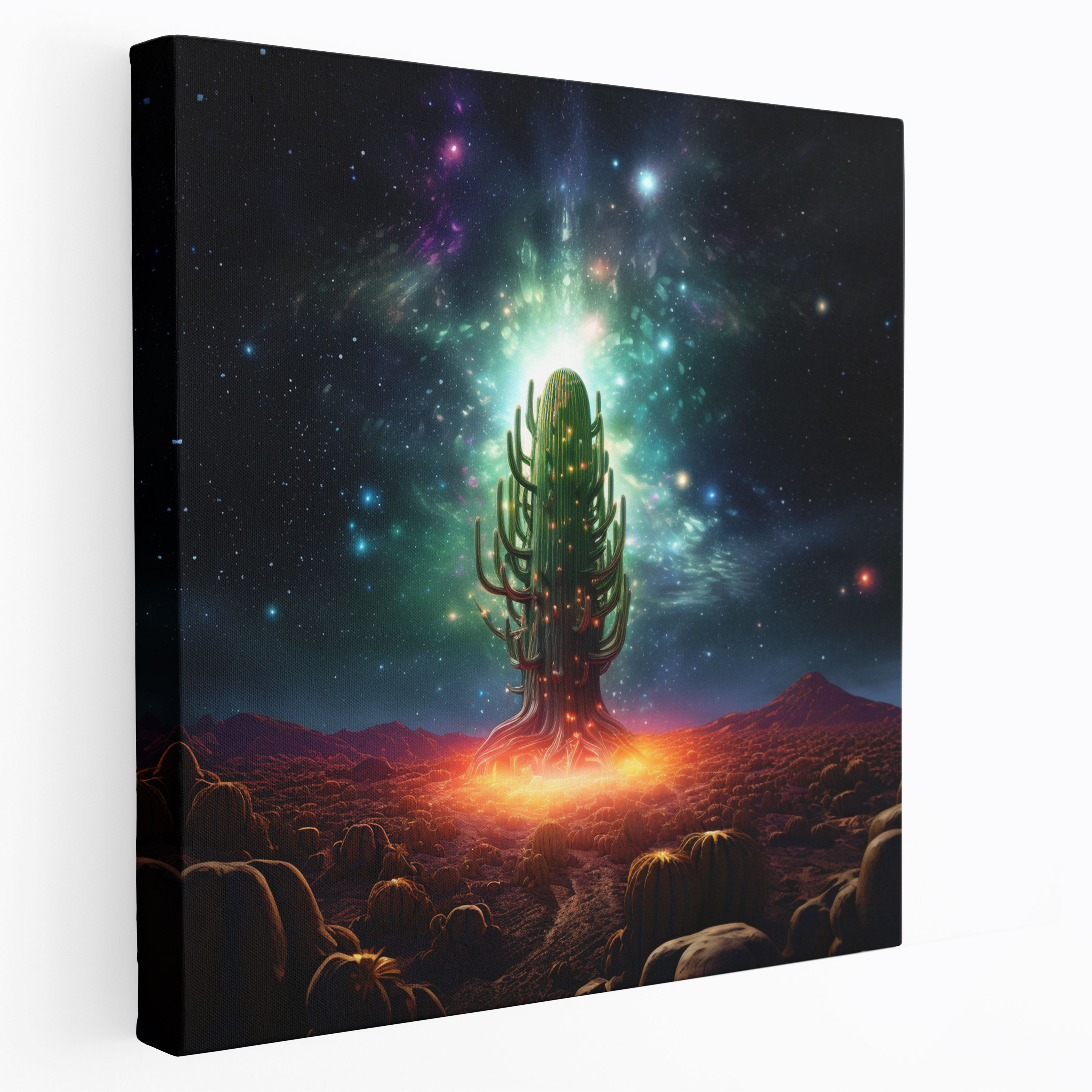 Cosmic Cactus Wall Art - Cactus, Galaxy, Wall Art, Canvas Wall Art