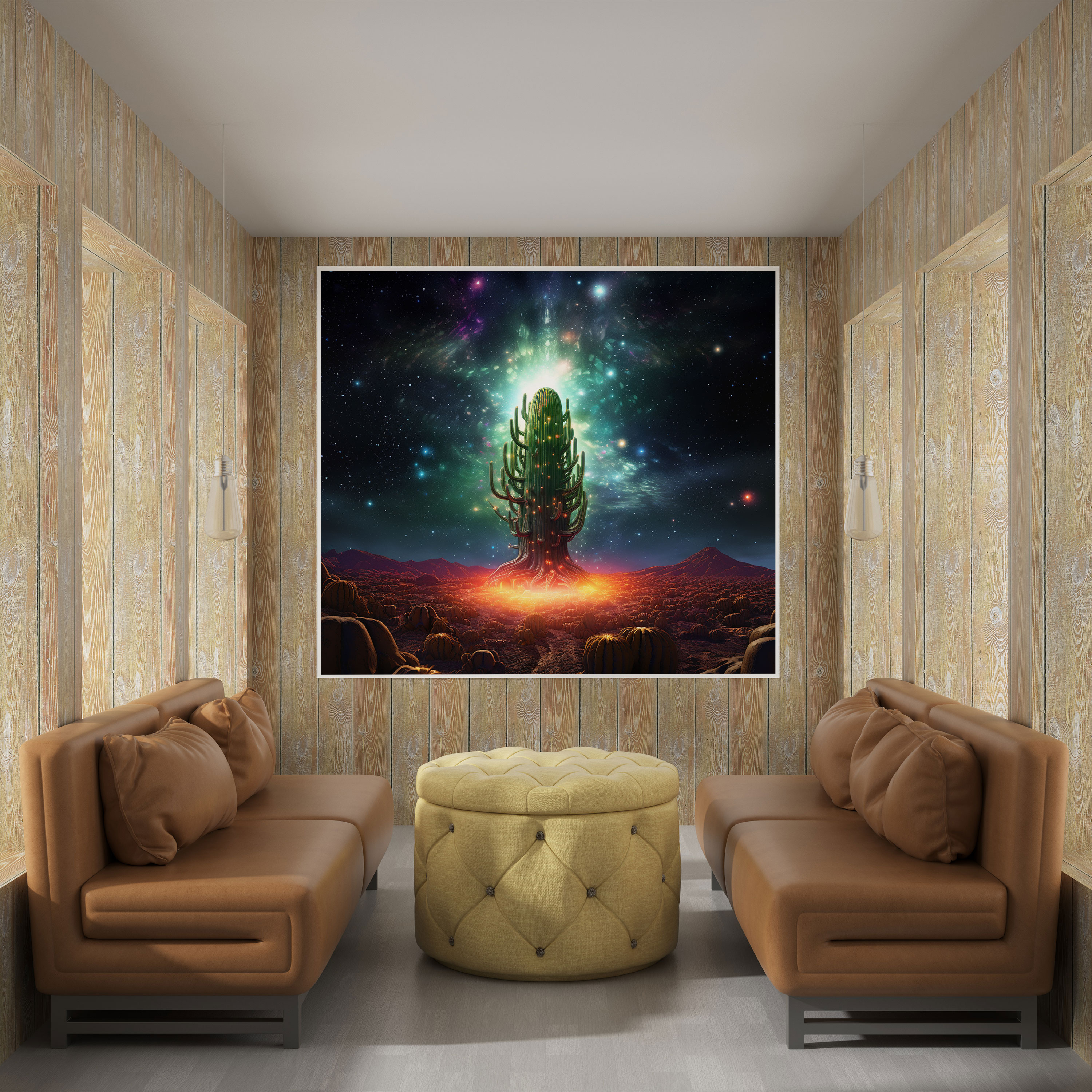 Cosmic Cactus Wall Art - Cactus, Galaxy, Wall Art, Canvas Wall Art