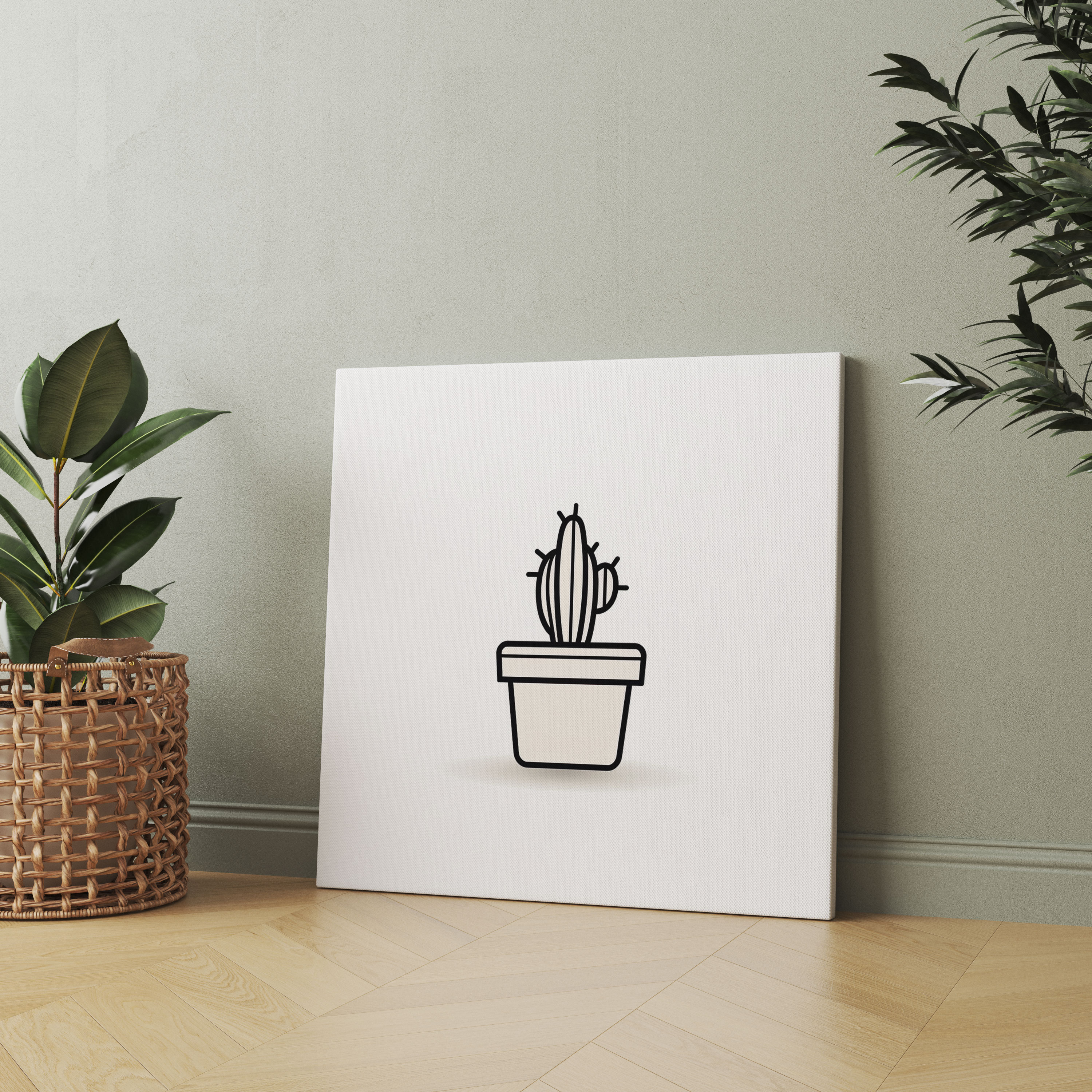 Minimal Cactus Wall Decoration - Cactus, Elegant, Simple, Canvas Print