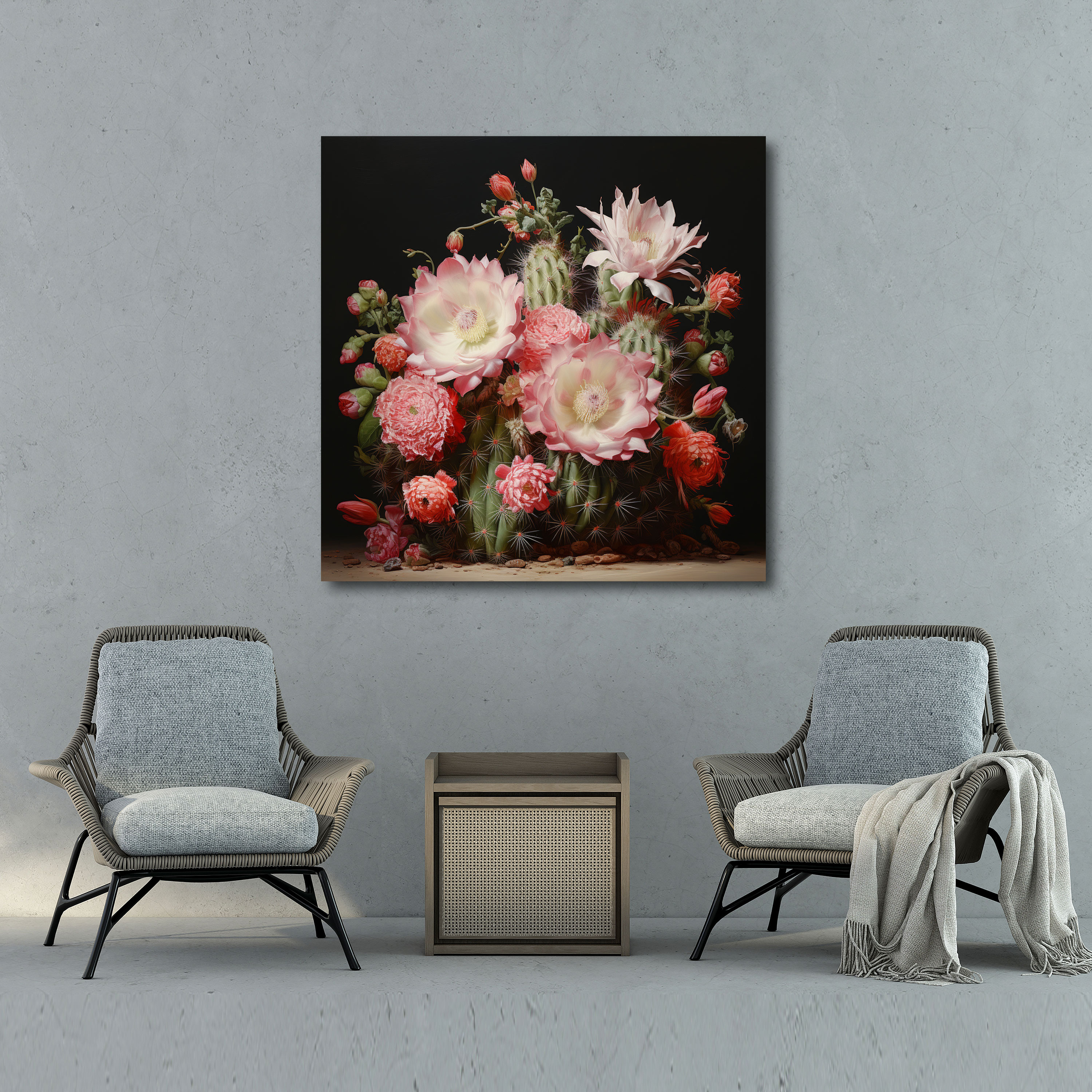 Realistic Cactus Canvas Print - Cactus, Cactus, Intricate Details, Oil Painting