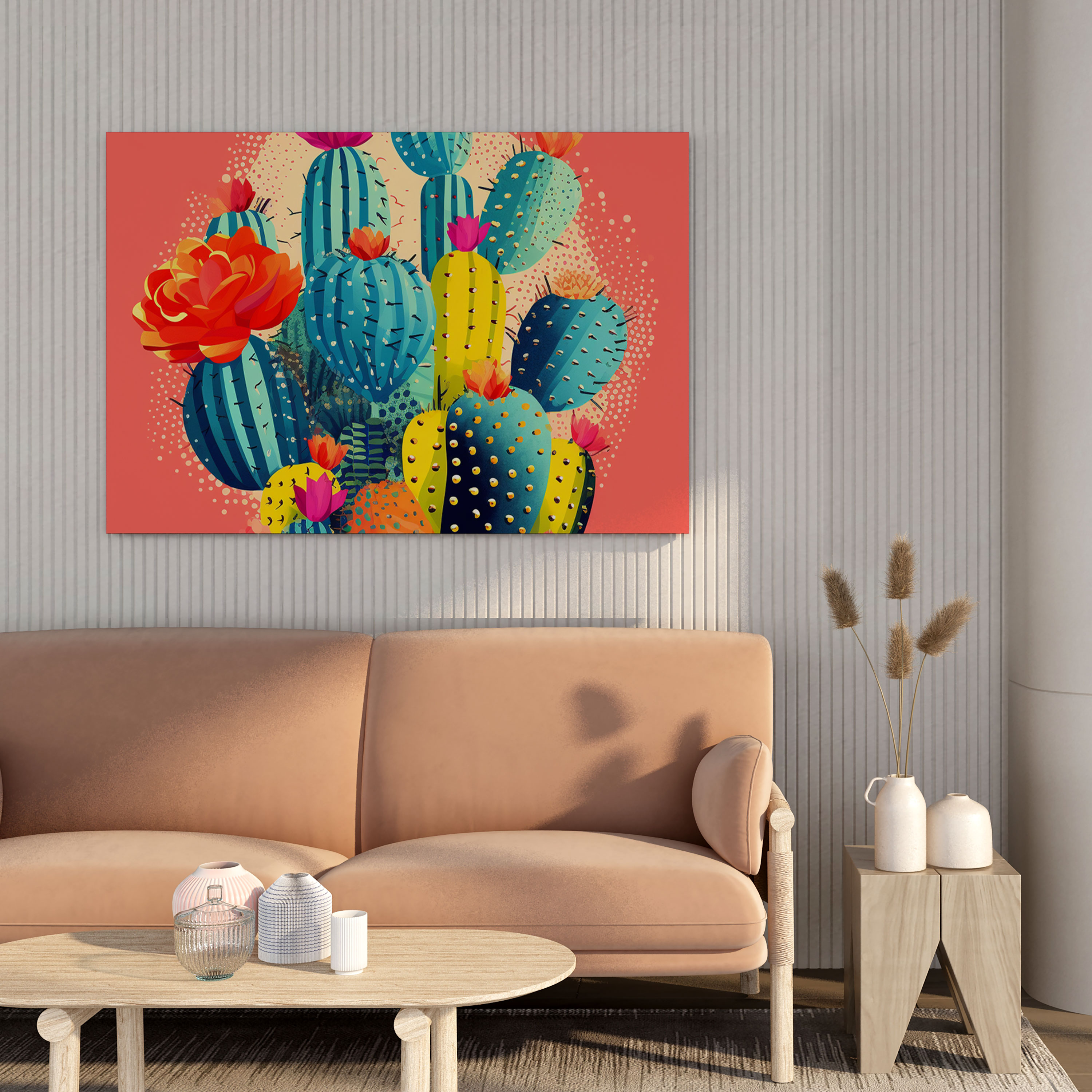 Funky Cactus Wall Art - Cactus, Wall Decoration, Wall Art, Canvas Wall Art