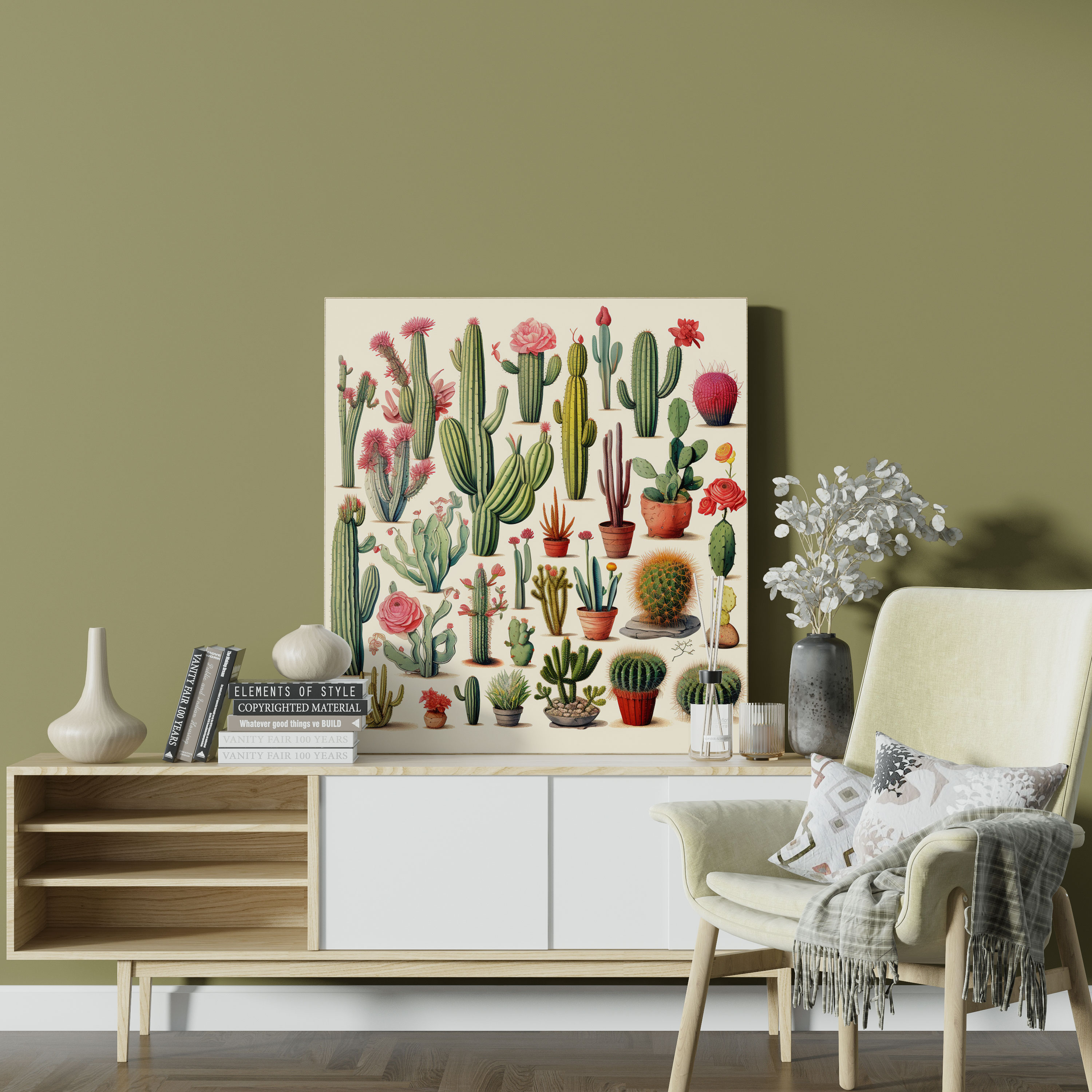 Botanical Cacti Wall Art - Cactus, Cactus, Canvas Wall Art, Cactus Species