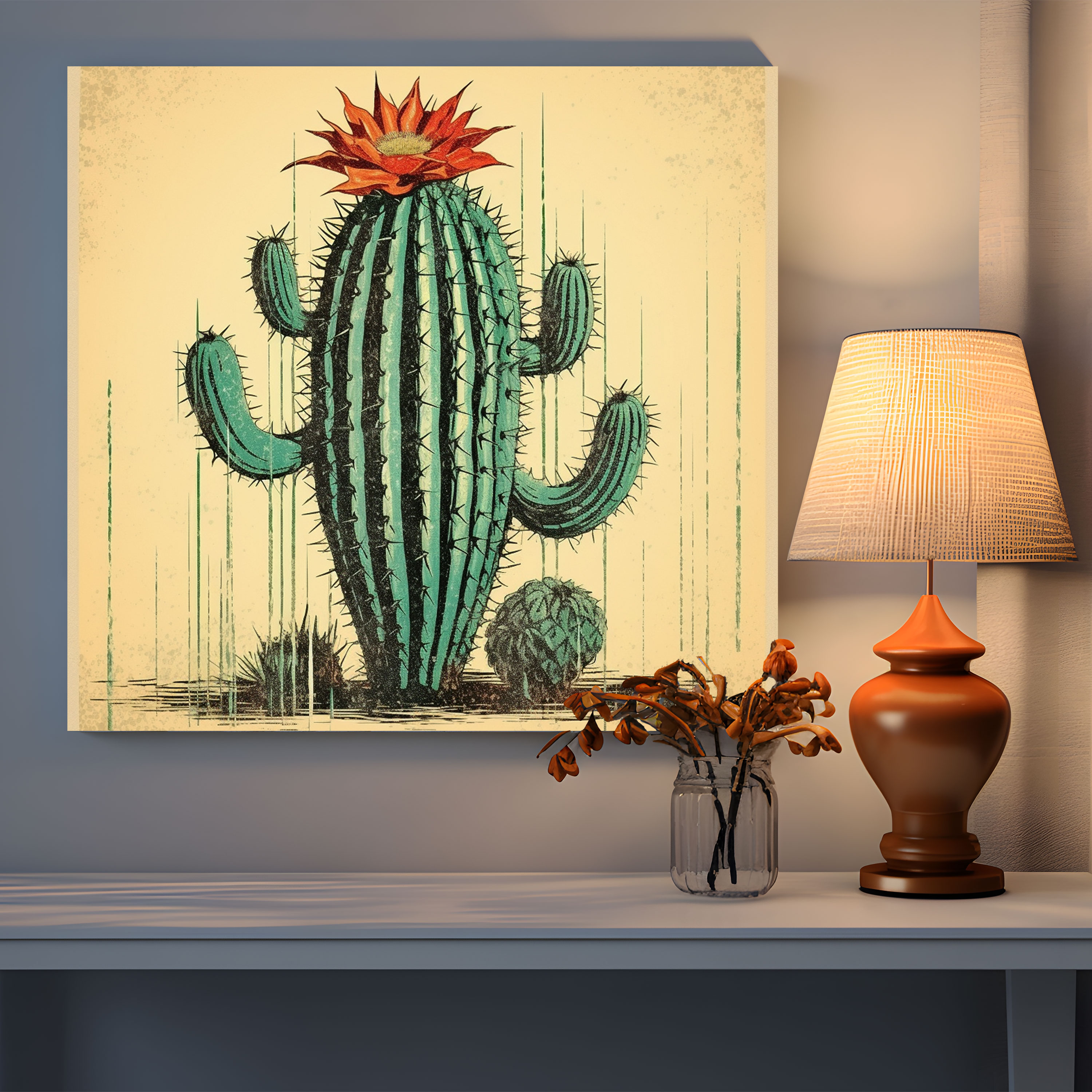 Vintage Cactus Wall Decoration - Cactus, Wall Art, Nostalgia, Wall Decoration