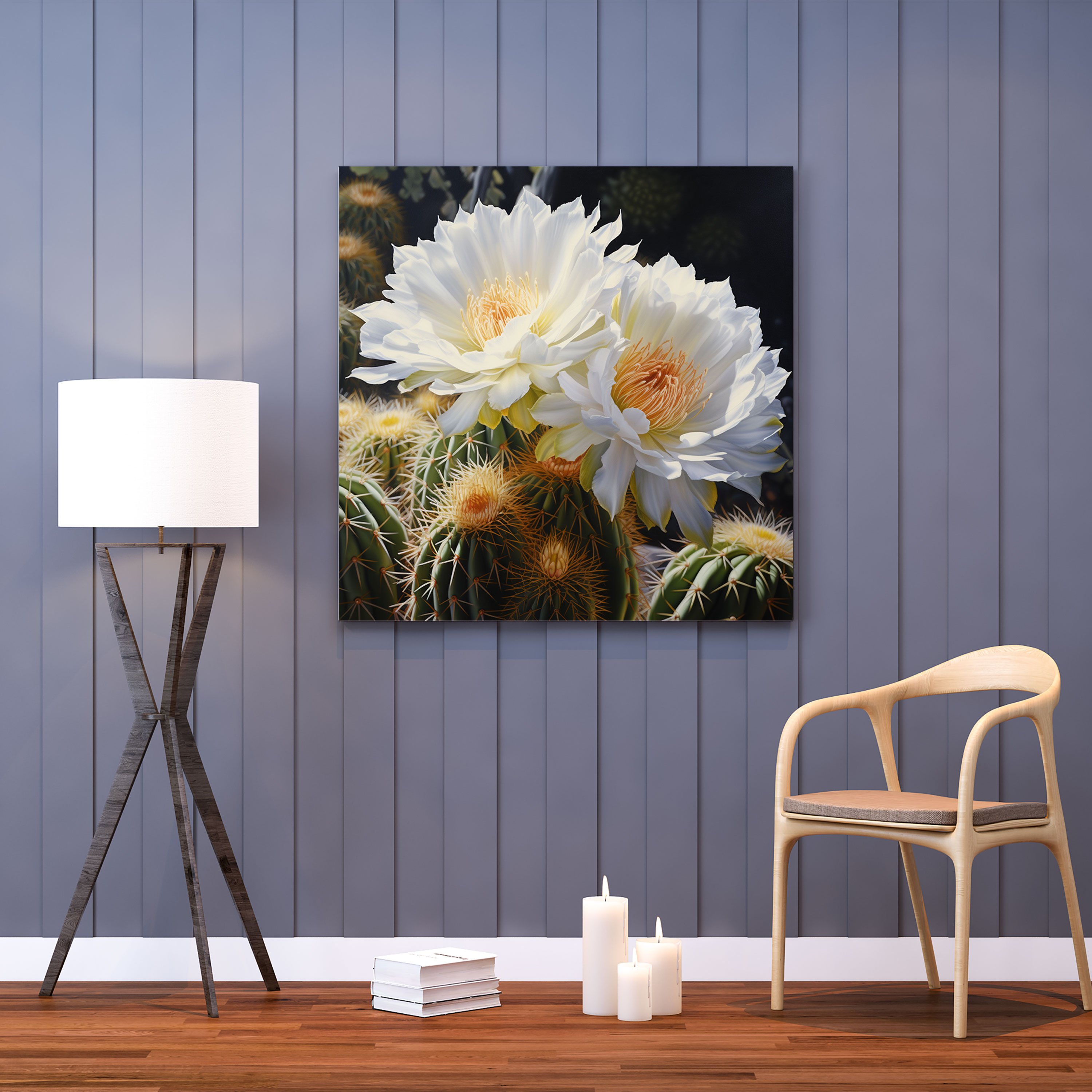 Cactus Canvas Print - Realistic Oil Painting - Wall Art - Cactus, Blooming Cactus, Wall Decoration, Home Decoration