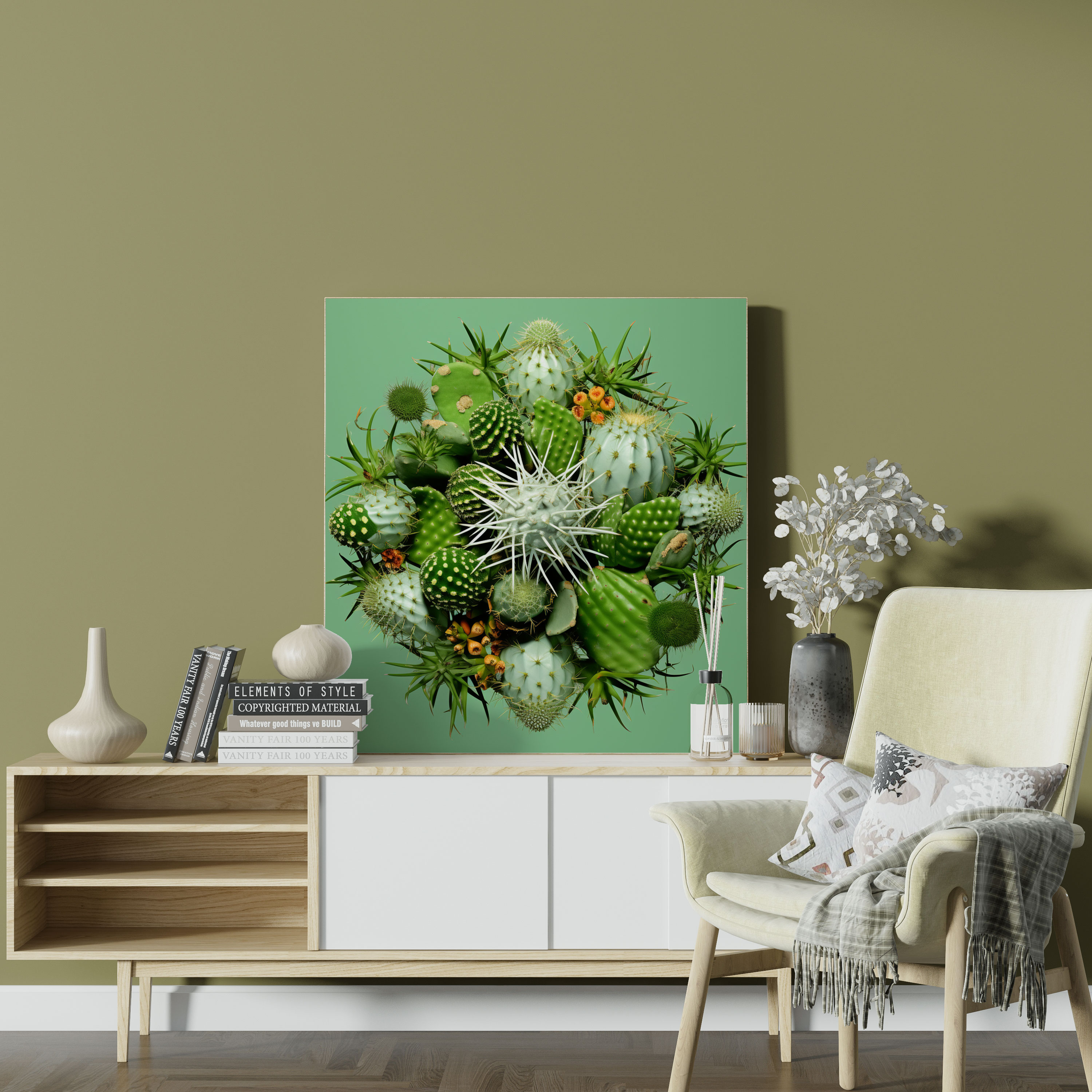 Cactus Wall Decoration - Contemporary Digital Artwork - Canvas Print - Cactus, Wall Art, Wall Decoration, Cactus