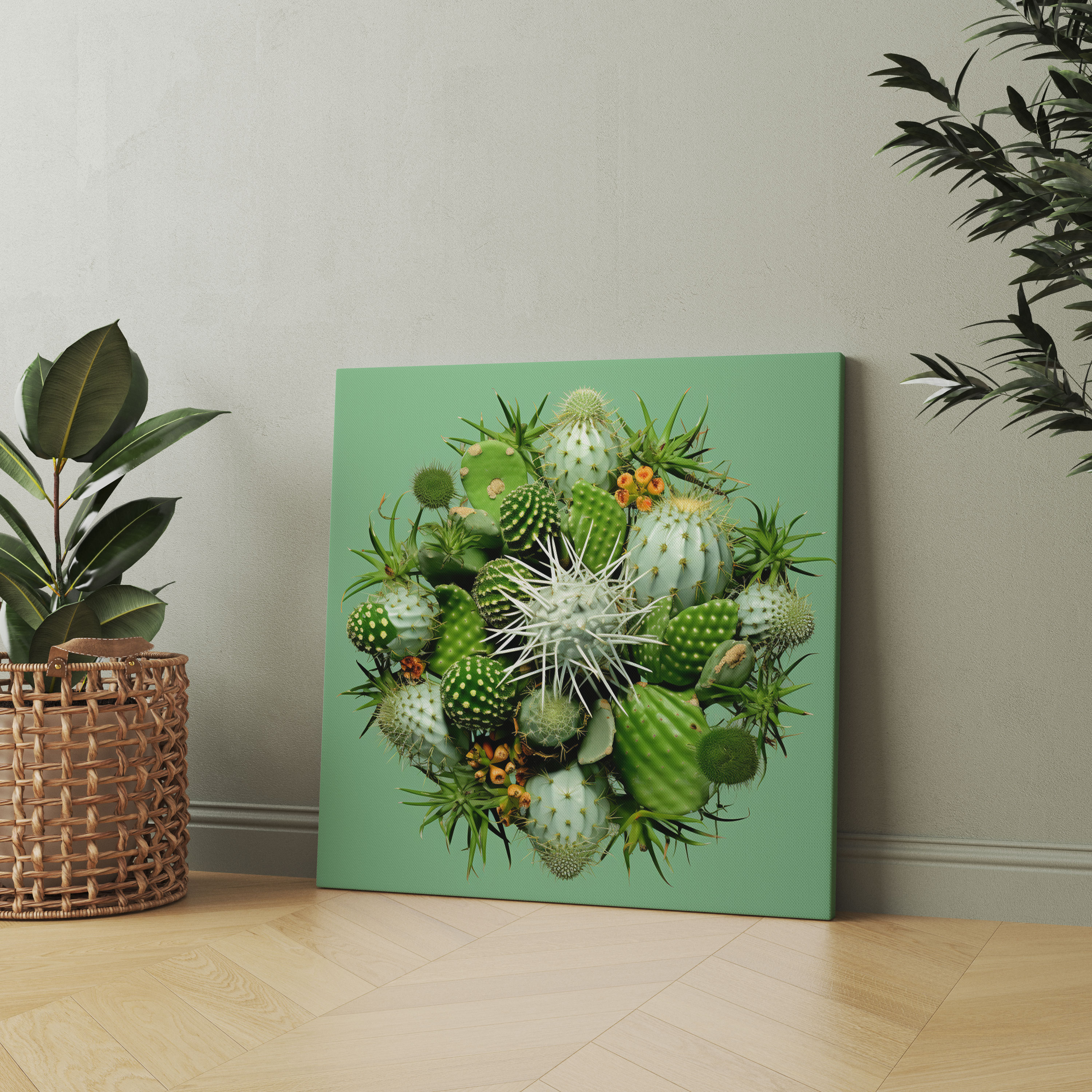 Cactus Wall Decoration - Contemporary Digital Artwork - Canvas Print - Cactus, Wall Art, Wall Decoration, Cactus