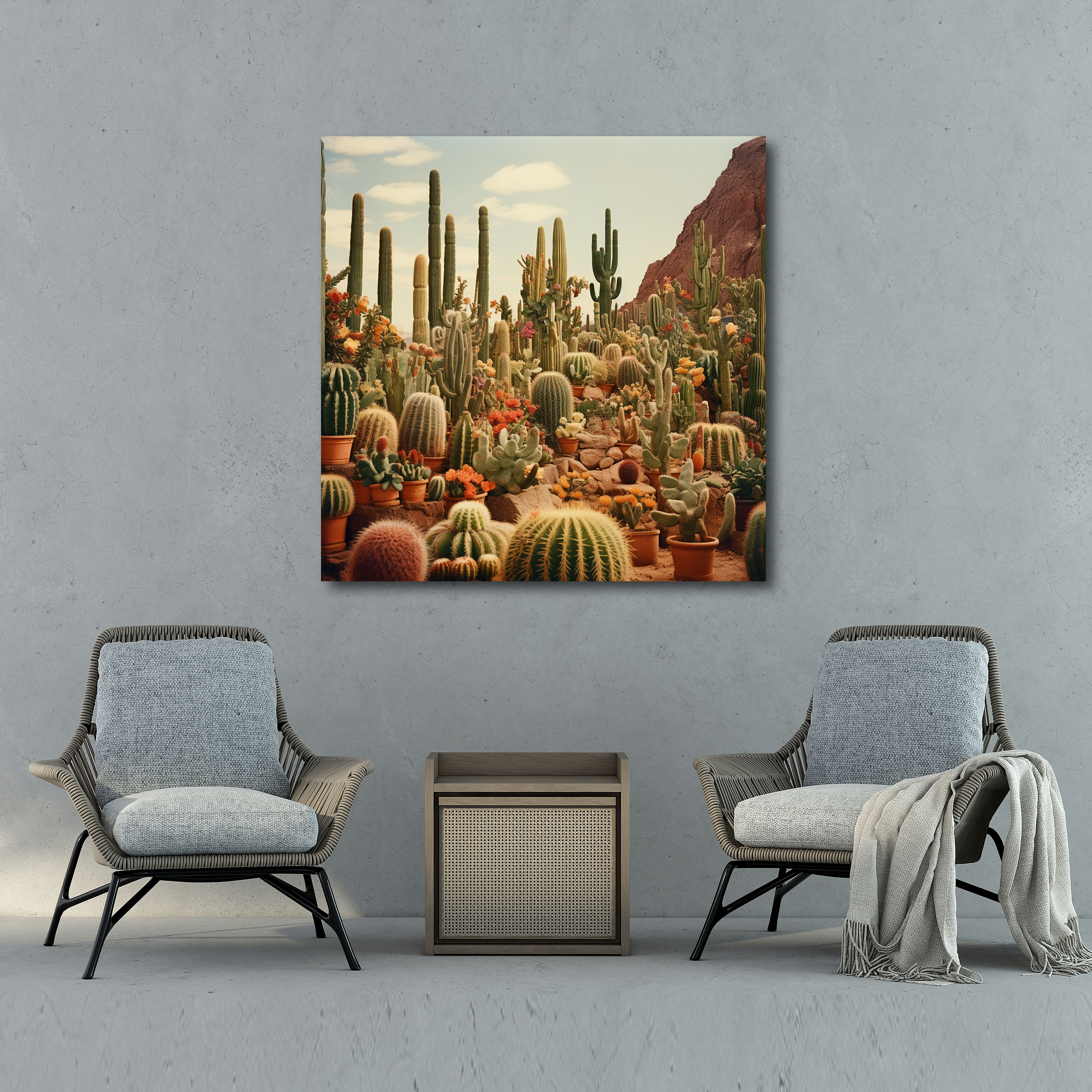 Vintage Cactus Canvas Print - Classic Photograph - Wall Decoration - Cactus, Cactus Nursery, Wall Art, Home Decoration