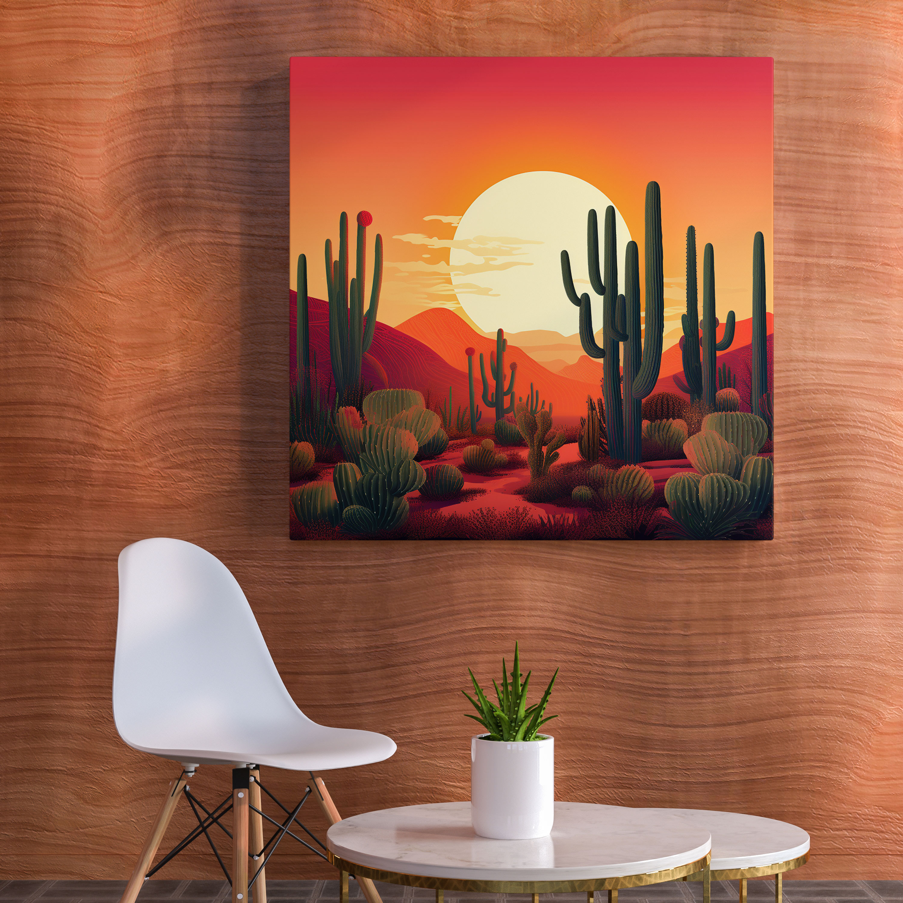Gradient Cactus Canvas Print - Contemporary Graphic Illustration - Wall Art - Cactus, Cactus, Canvas Wall Art, Wall Decoration