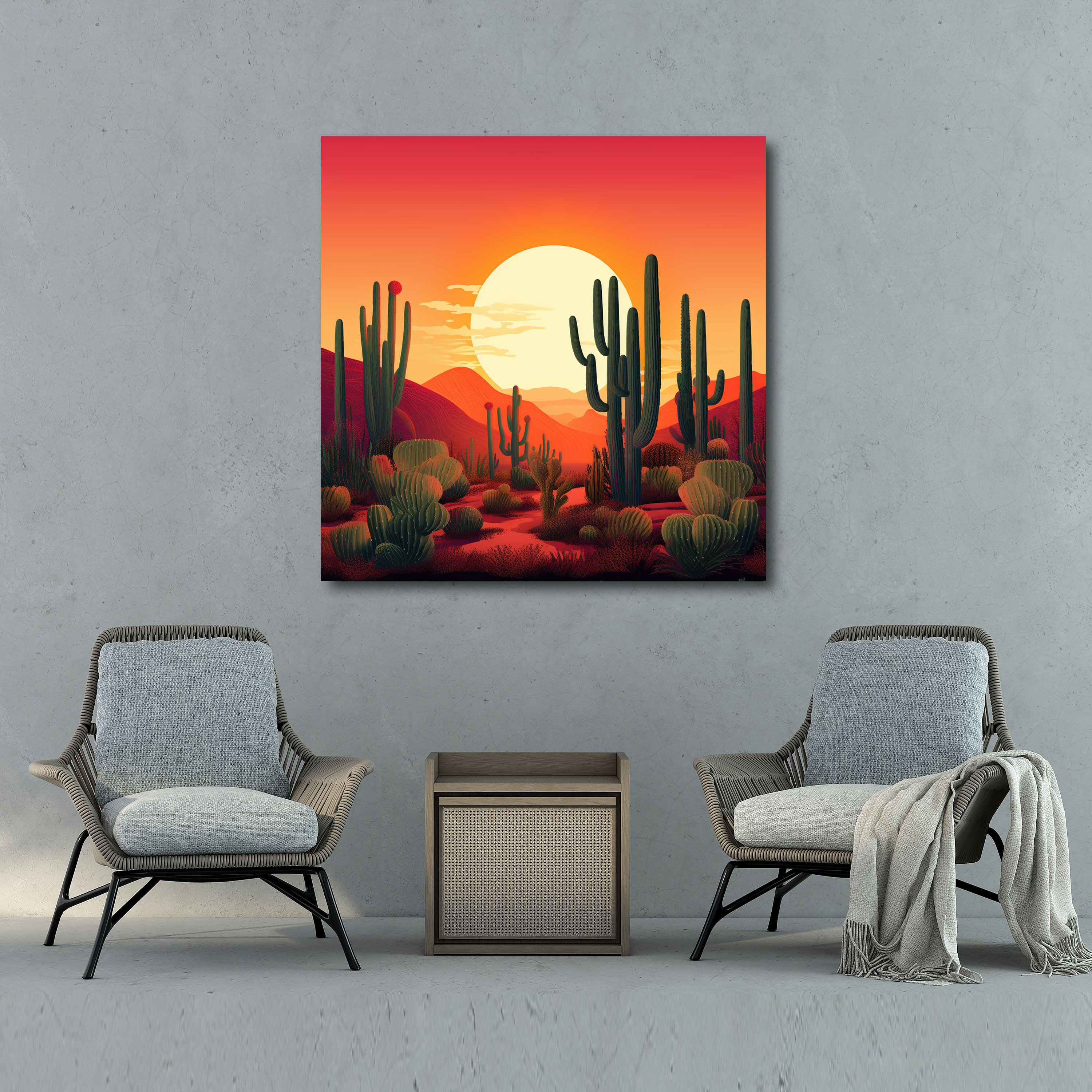 Gradient Cactus Canvas Print - Contemporary Graphic Illustration - Wall Art - Cactus, Cactus, Canvas Wall Art, Wall Decoration