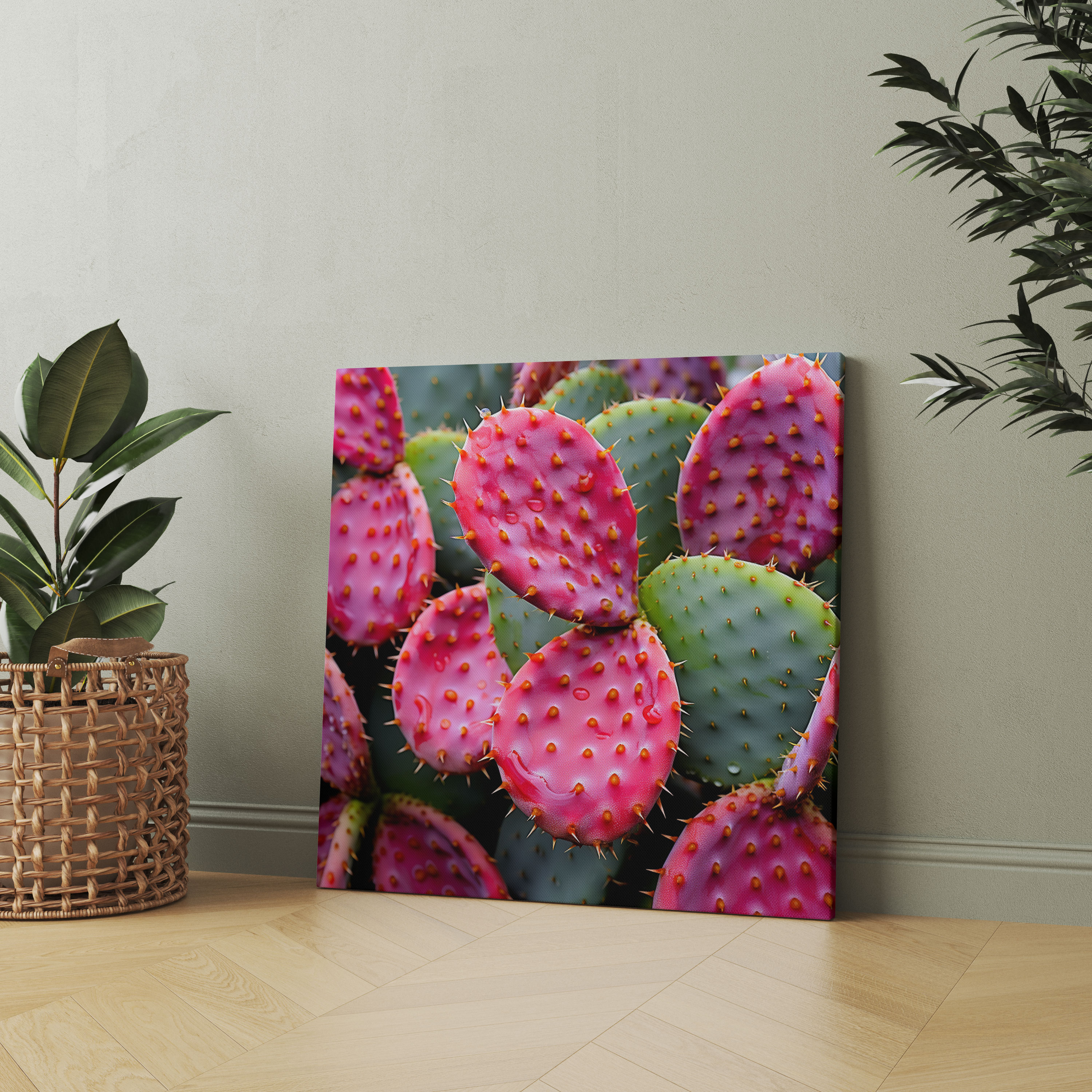 Prickly Pear Cactus Canvas Print - Contemporary Photograph - Wall Art - Cactus, Wall Decoration, Home Decoration, Vibrant