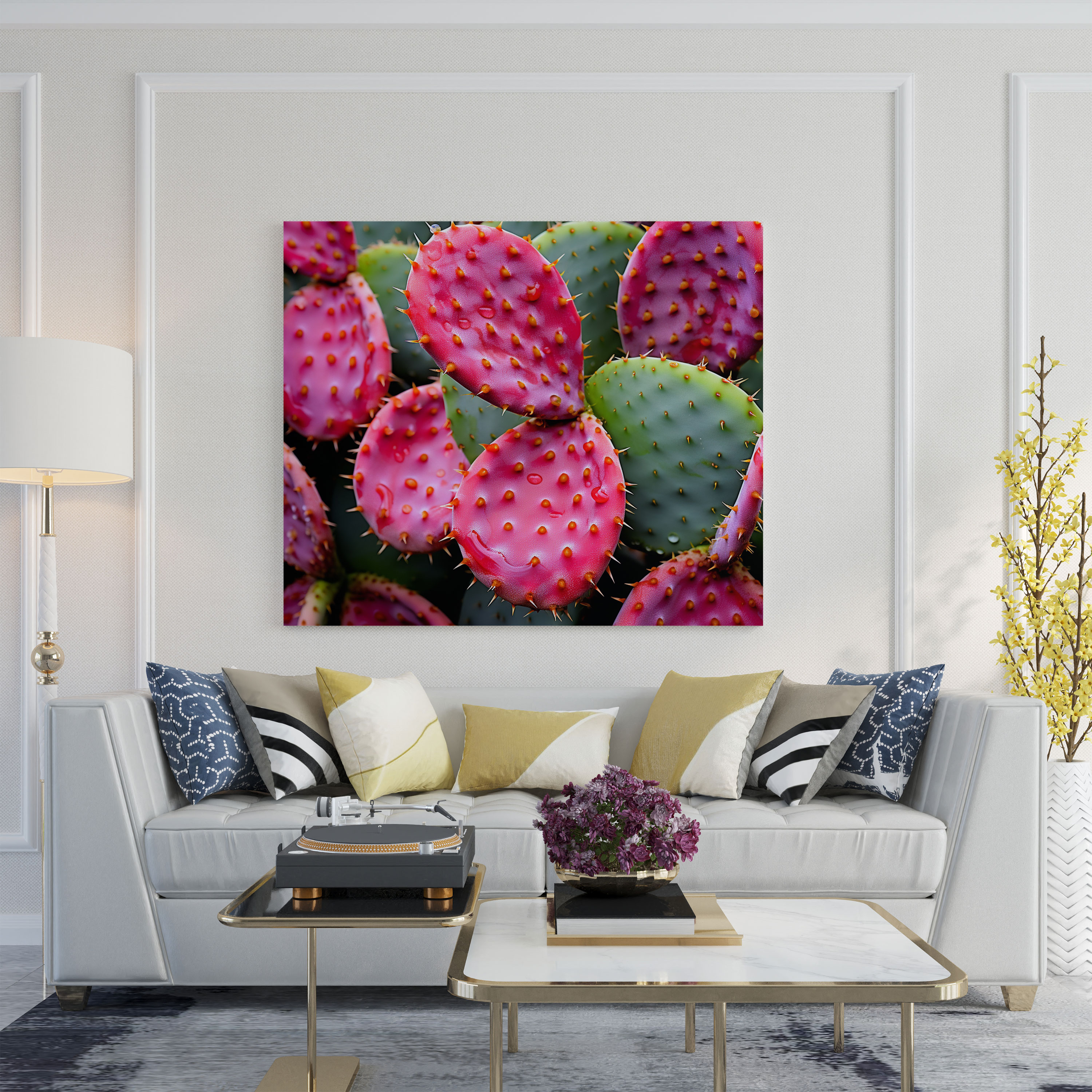 Prickly Pear Cactus Canvas Print - Contemporary Photograph - Wall Art - Cactus, Wall Decoration, Home Decoration, Vibrant