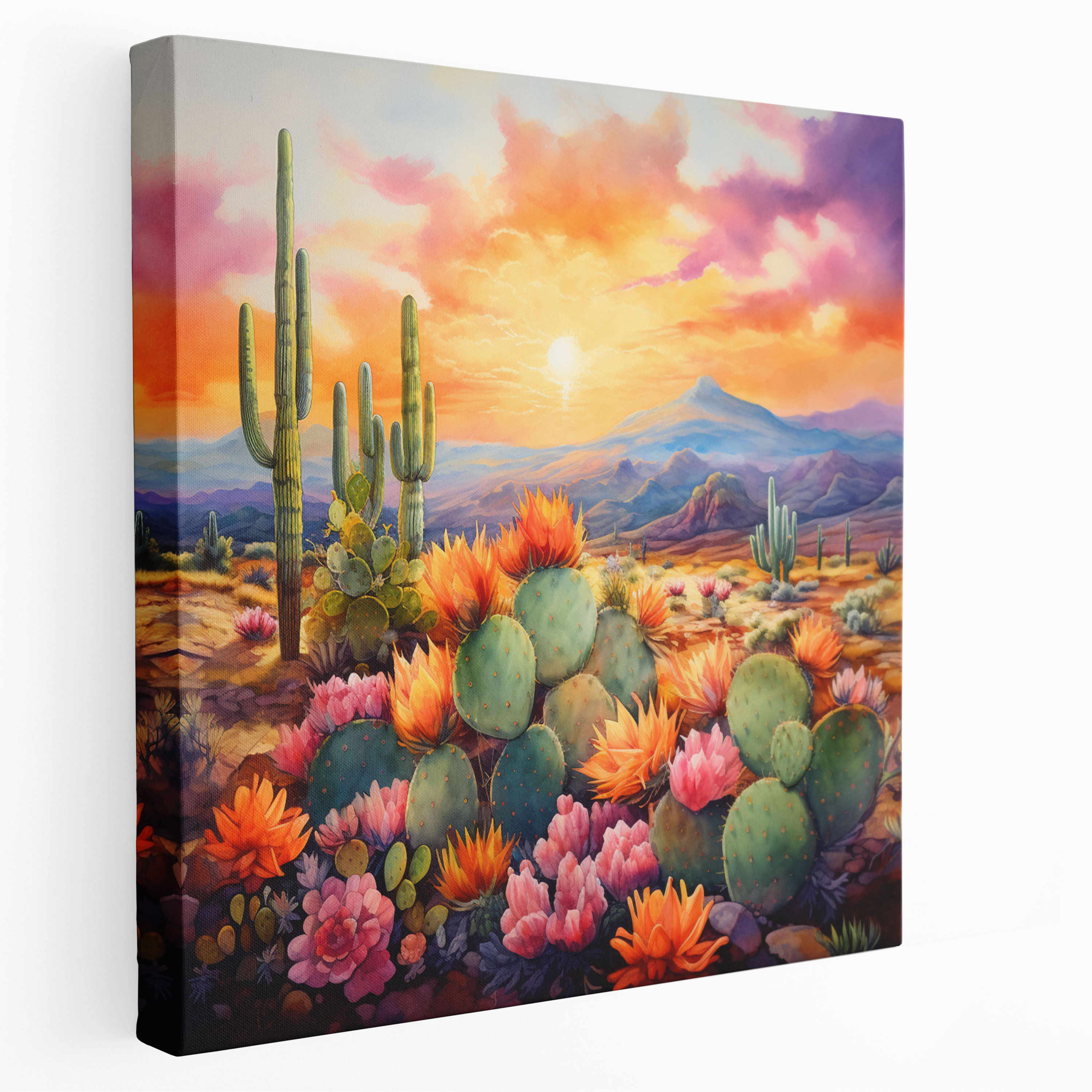 Cactus Sunset Canvas Print - Cactus, Canvas, Canvas Wall Art, Canvas Print