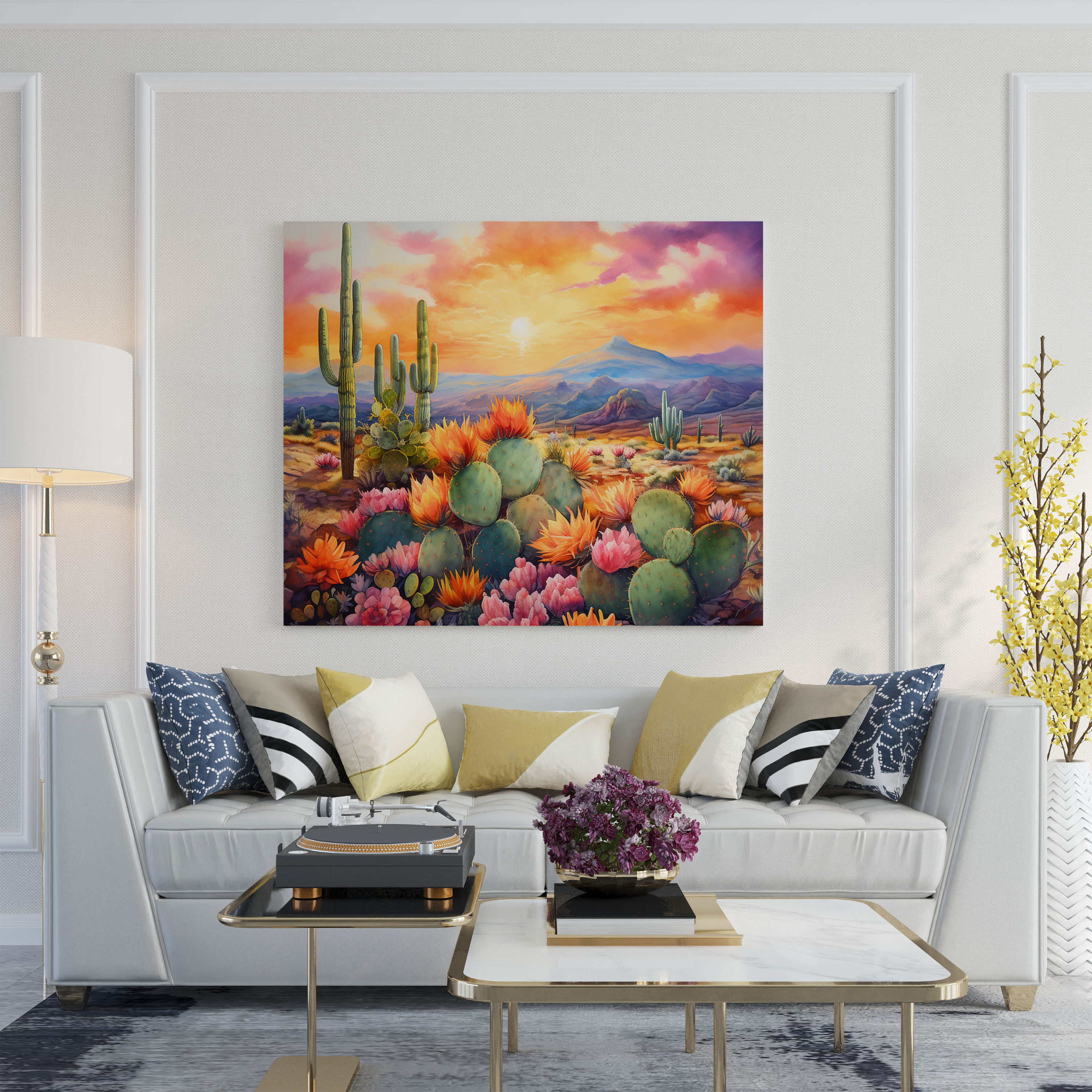 Cactus Sunset Canvas Print - Cactus, Canvas, Canvas Wall Art, Canvas Print