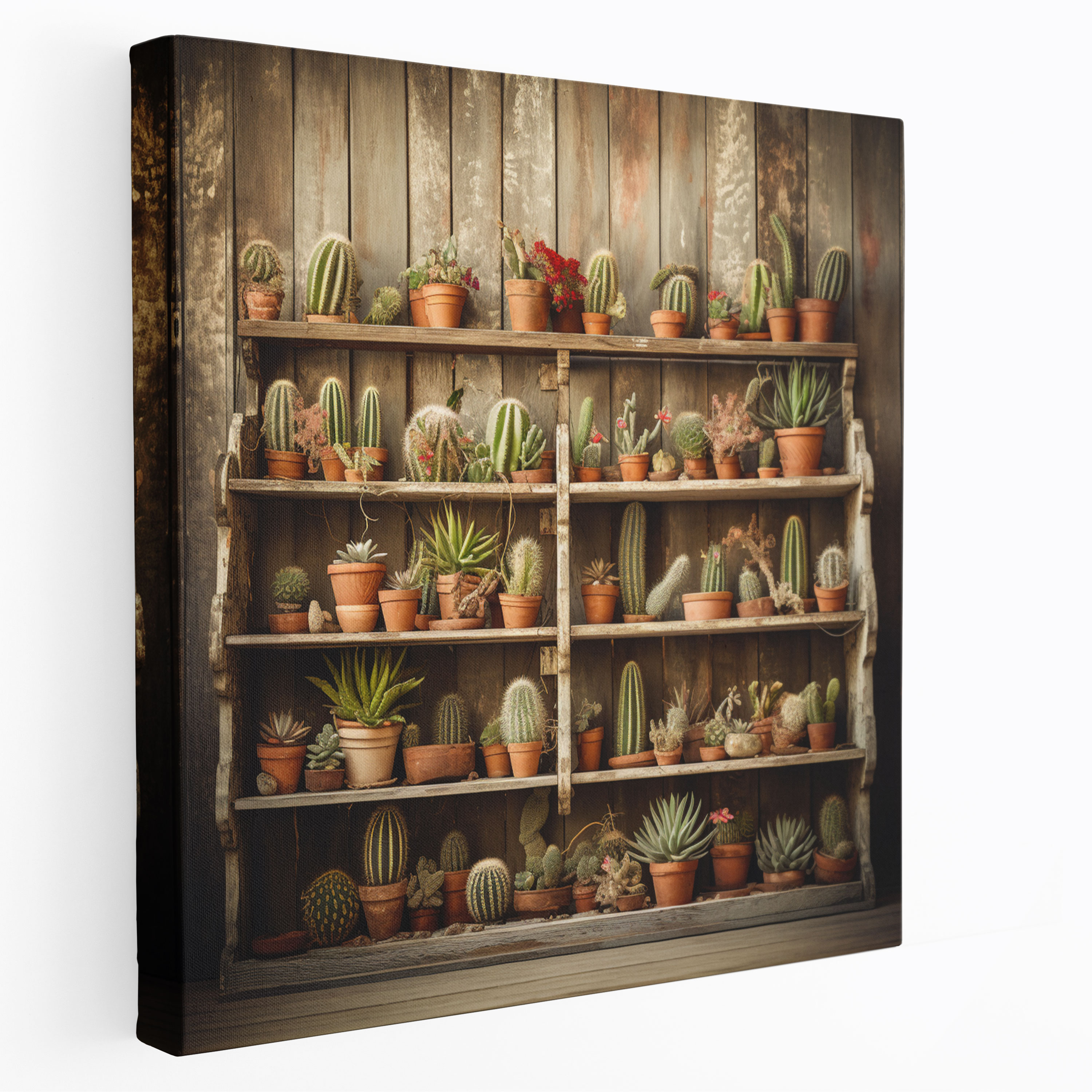 Rustic Cactus Canvas Print - Cactus, Cactus, Home Decoration, Rustic Charm