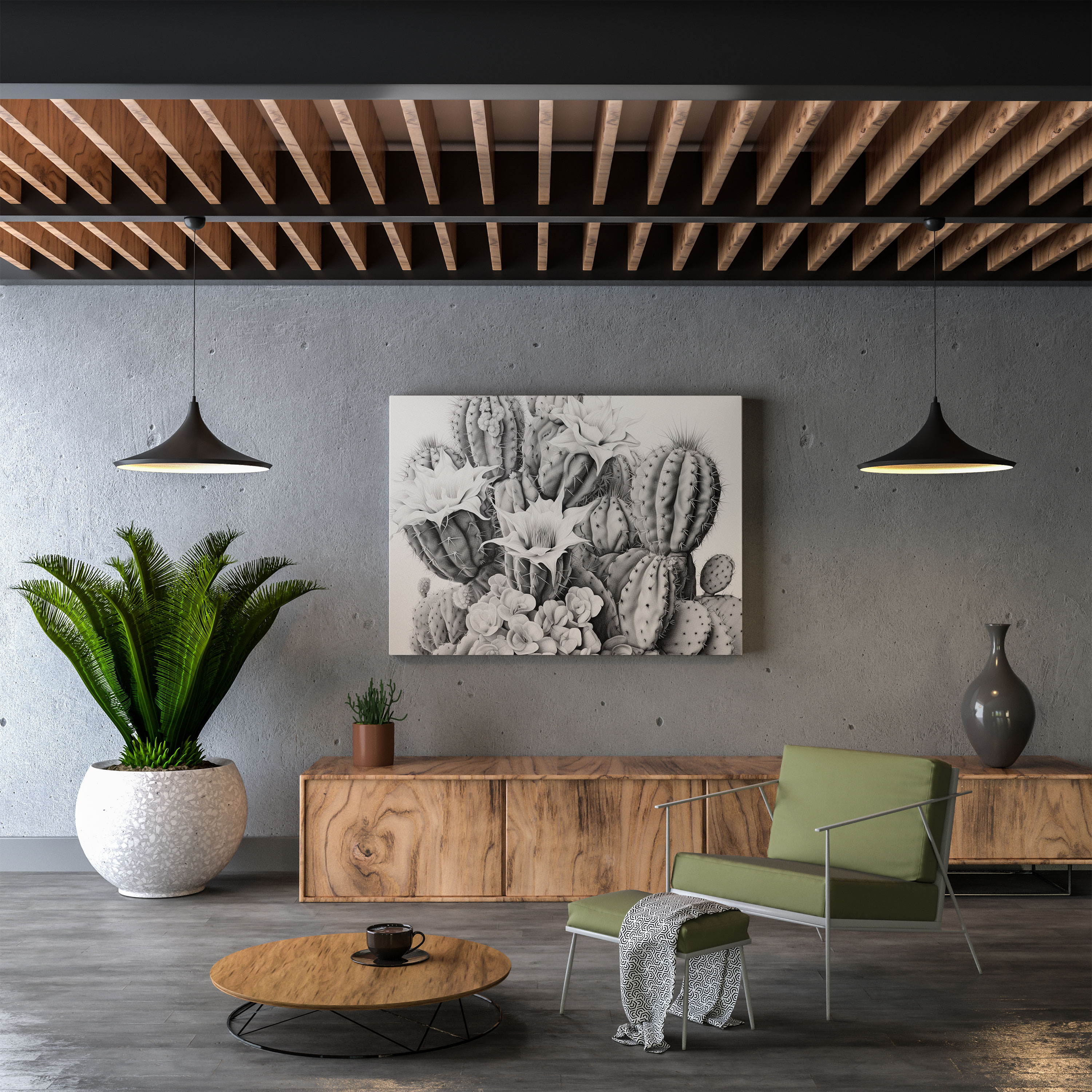 Intricate Cactus Wall Art - Cactus, Canvas Wall Art, Realistic, Home Decoration