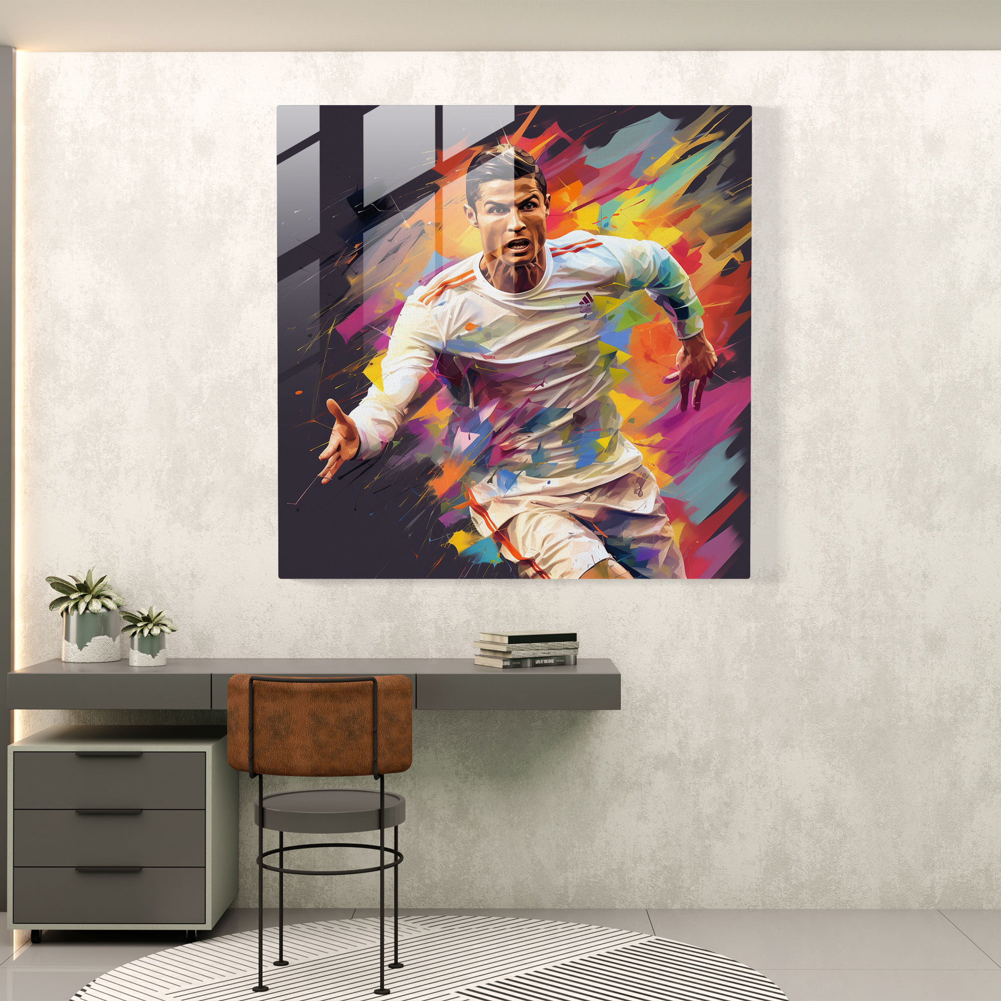 Cristiano Ronaldo Glass Print - Cristiano Ronaldo, Football Player, Glass Art, Modern Art