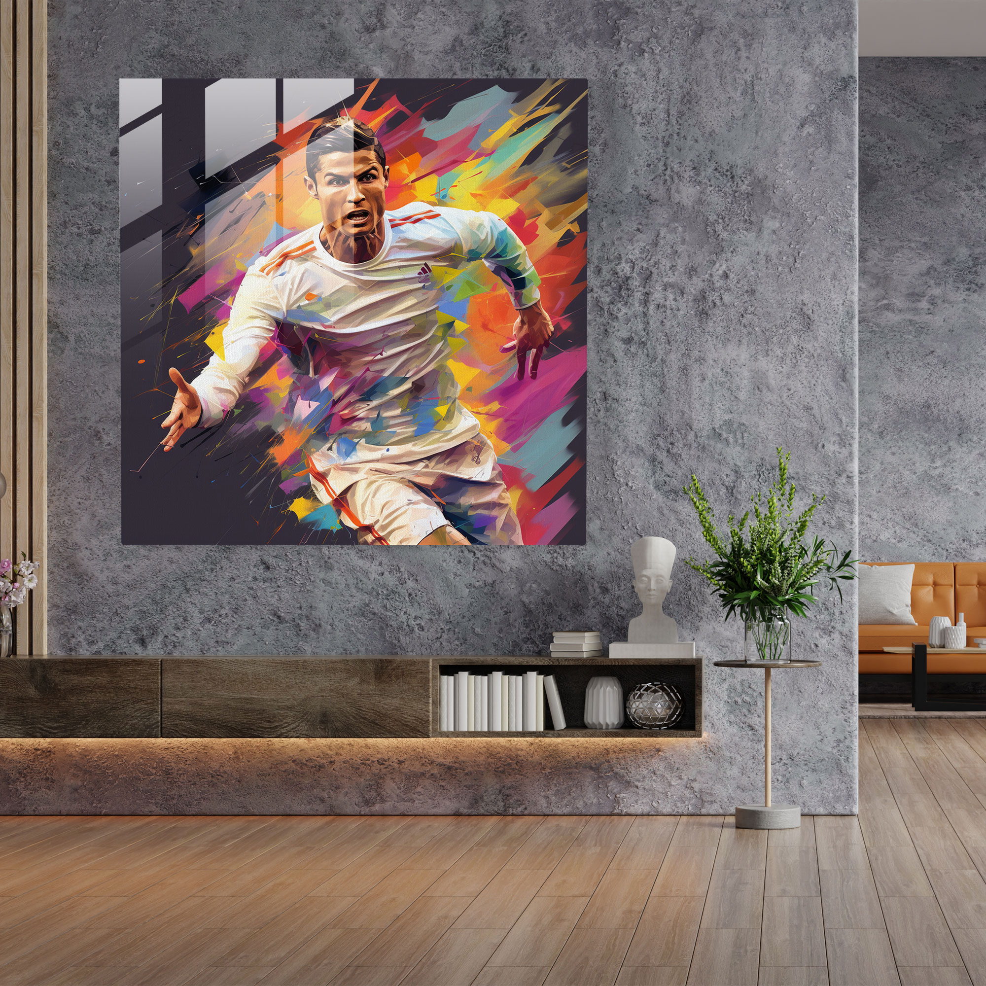 Cristiano Ronaldo Glass Print - Cristiano Ronaldo, Football Player, Glass Art, Modern Art