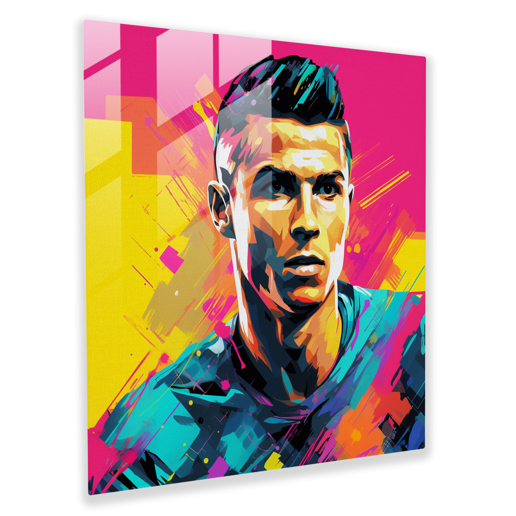 Glass Print - Pop Art Ronaldo - Cristiano Ronaldo, Cristiano Ronaldo, Comic Book Style, Bold Colors