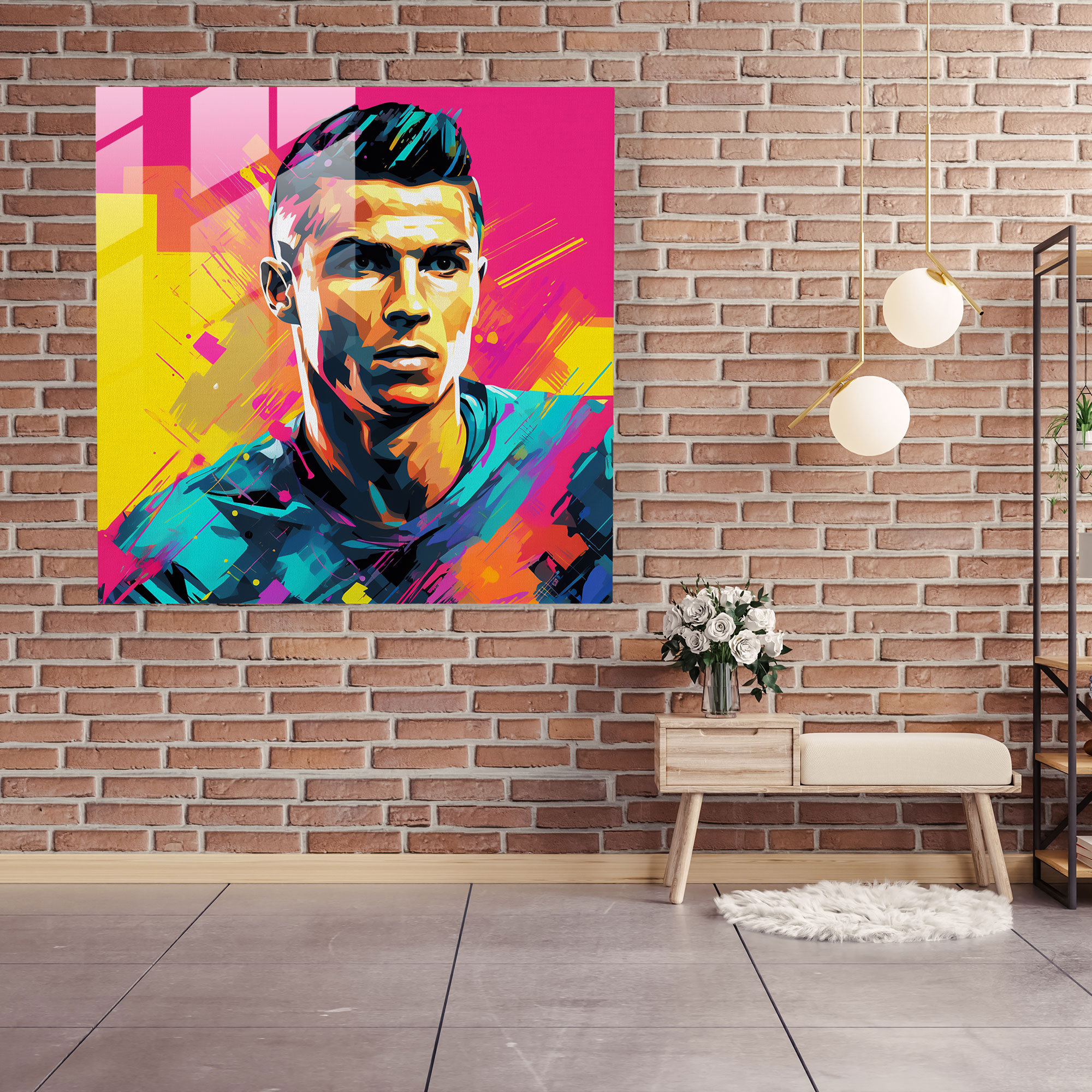 Glass Print - Pop Art Ronaldo - Cristiano Ronaldo, Cristiano Ronaldo, Comic Book Style, Bold Colors
